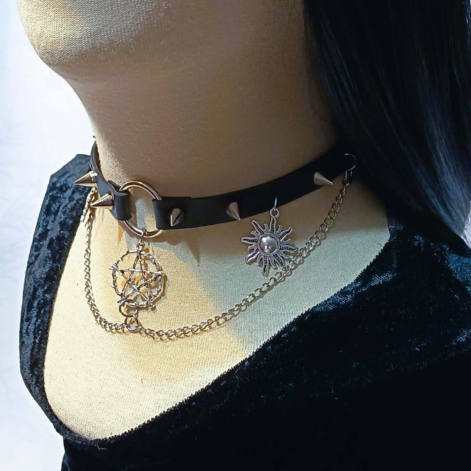 Gotycki choker z pentagramem / Gothic pentagram choker #0031 5