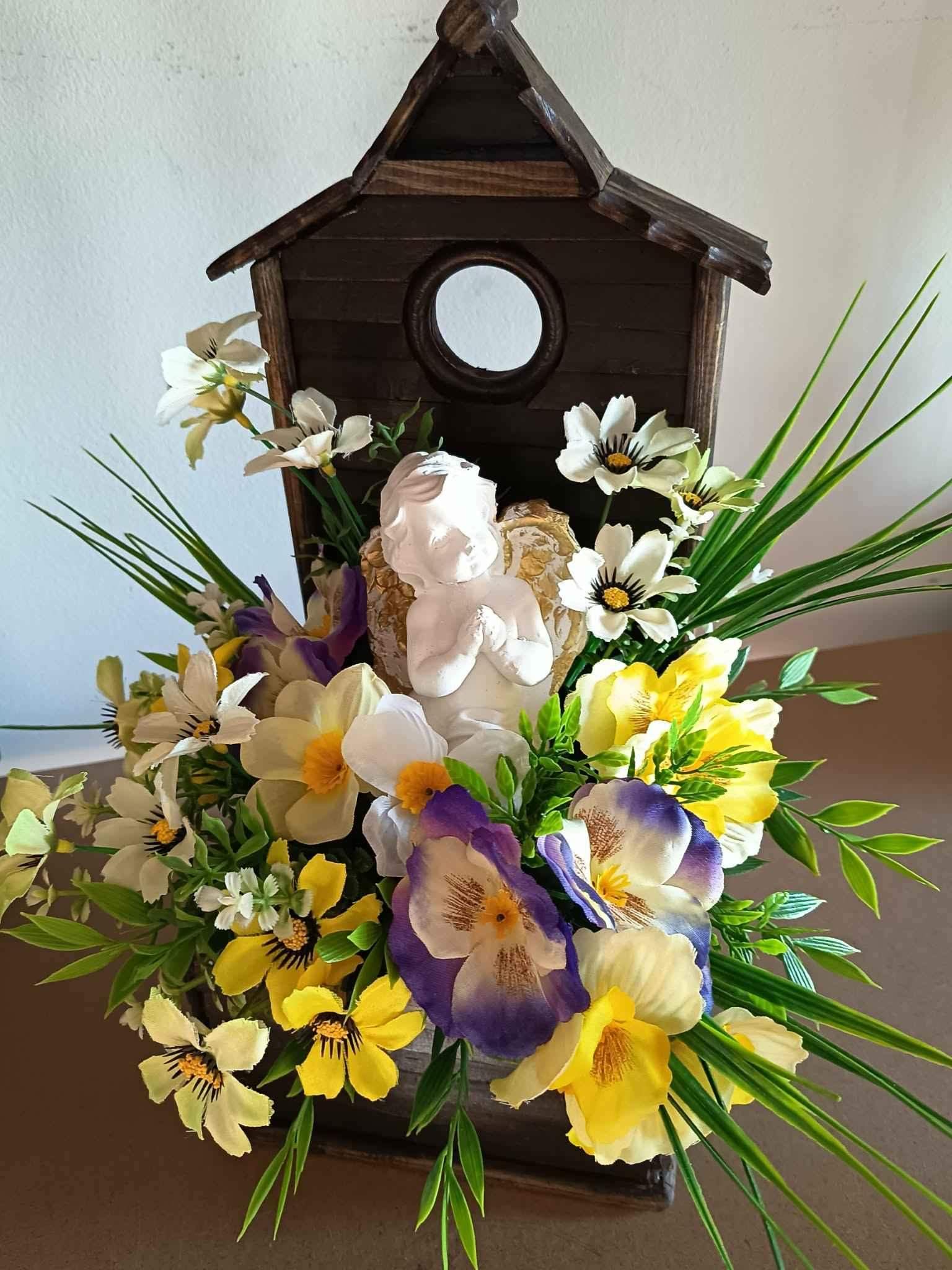 Wiosenna dekoracja z aniołkiem #KNG008 4