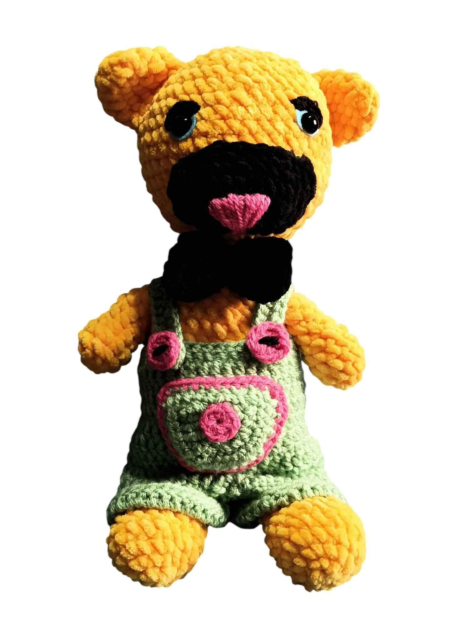 Ręcznie robiony miś w ogrodniczkach 0