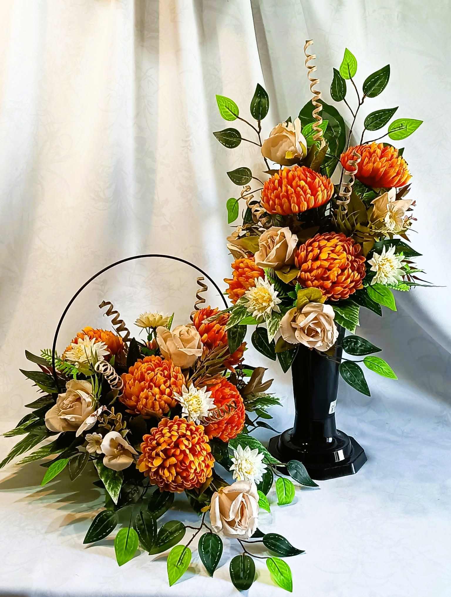 Komplet nagrobny z chryzantemą / Grave arrangement with a chrysanthemum #KNG018 3