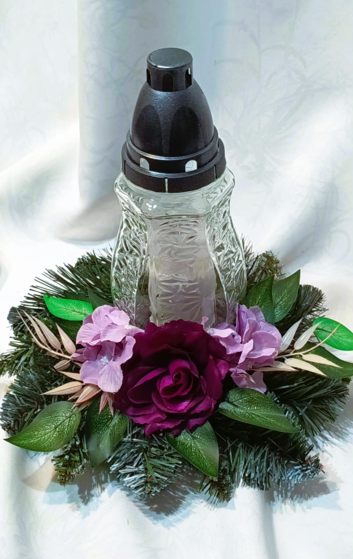 Znicz z dekoracją / Decorative memorial candle #ZN002 0