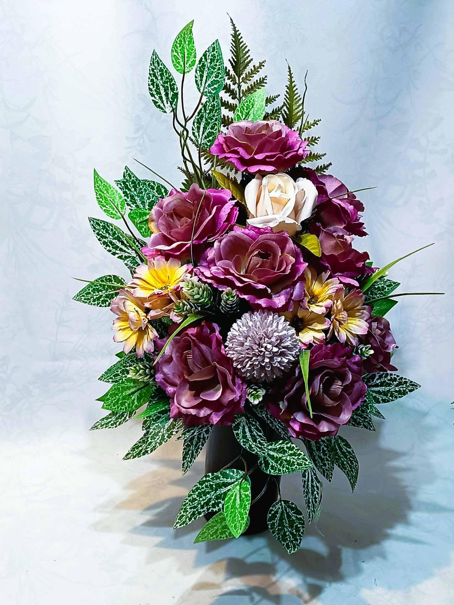 Różany komplet nagrobny / Rose-themed grave arrangement #KNG032 4