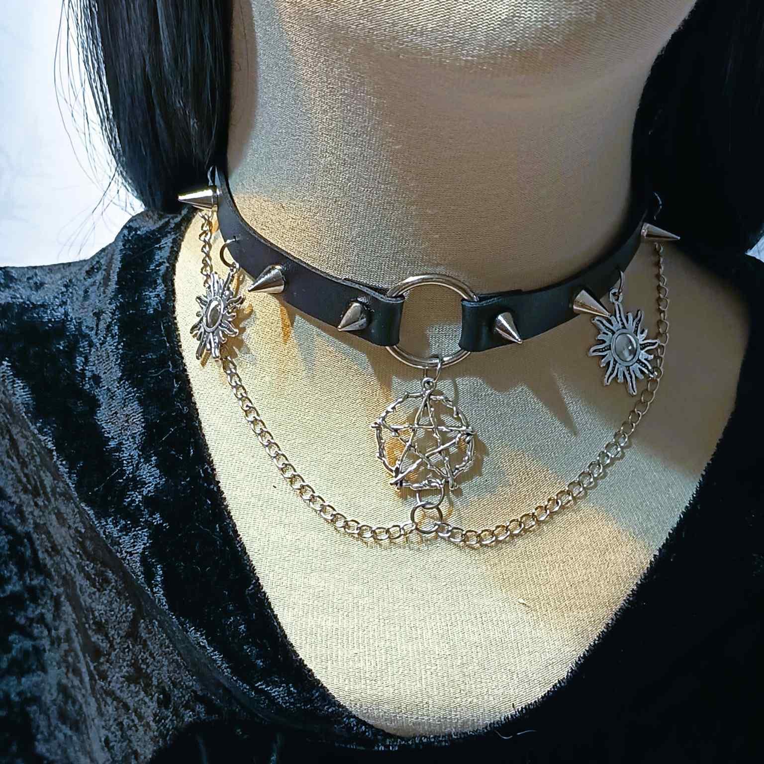 Gotycki choker z pentagramem / Gothic pentagram choker #0031 0