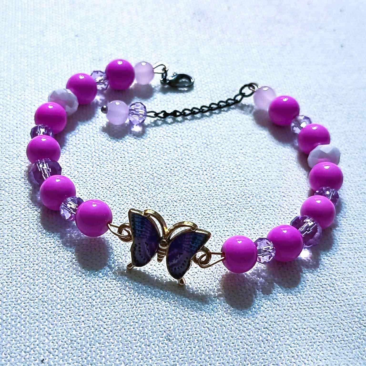 Bransoletka Liliowy Motyl / Lilac Butterfly Bracelet BRH#038 4