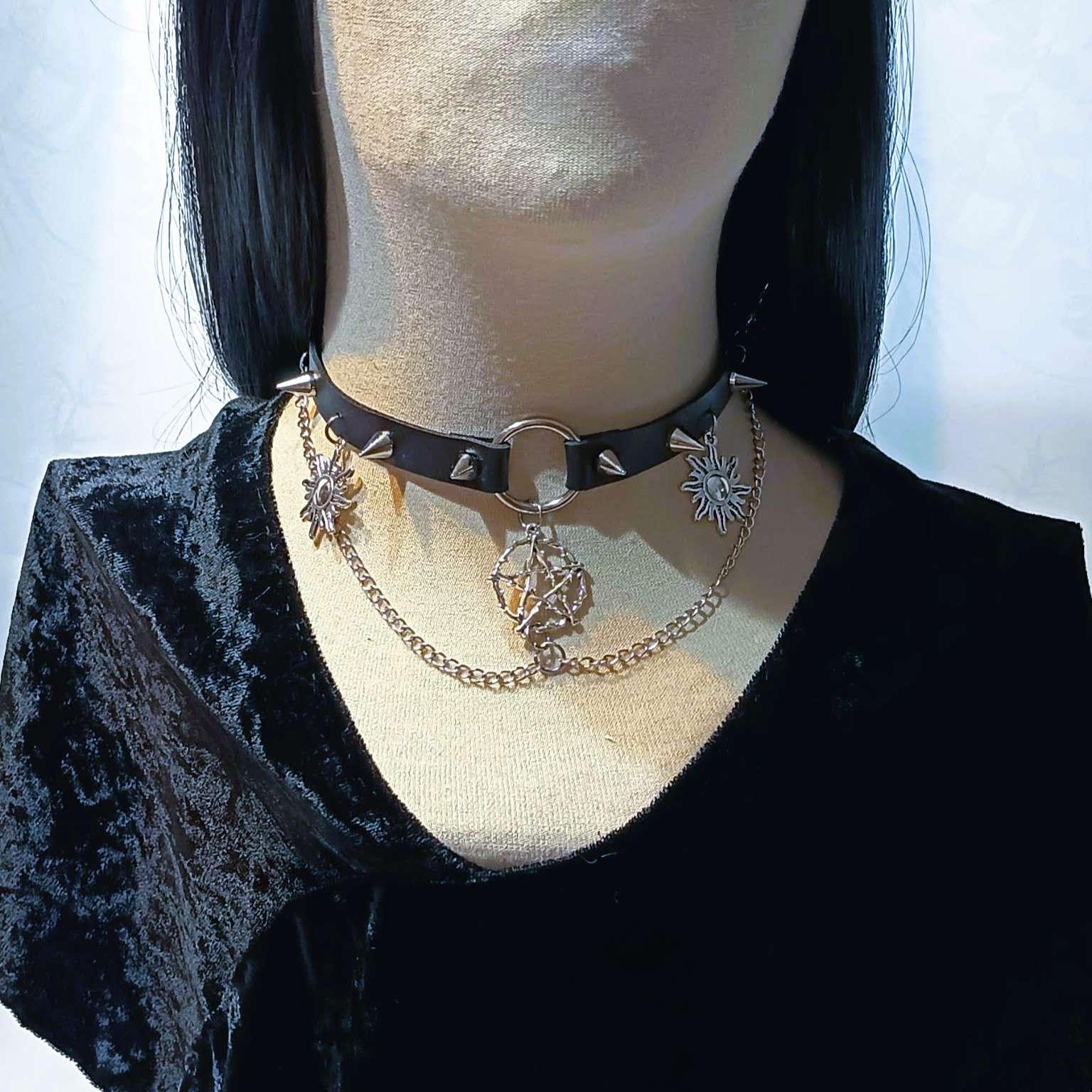 Gotycki choker z pentagramem / Gothic pentagram choker #0031 3