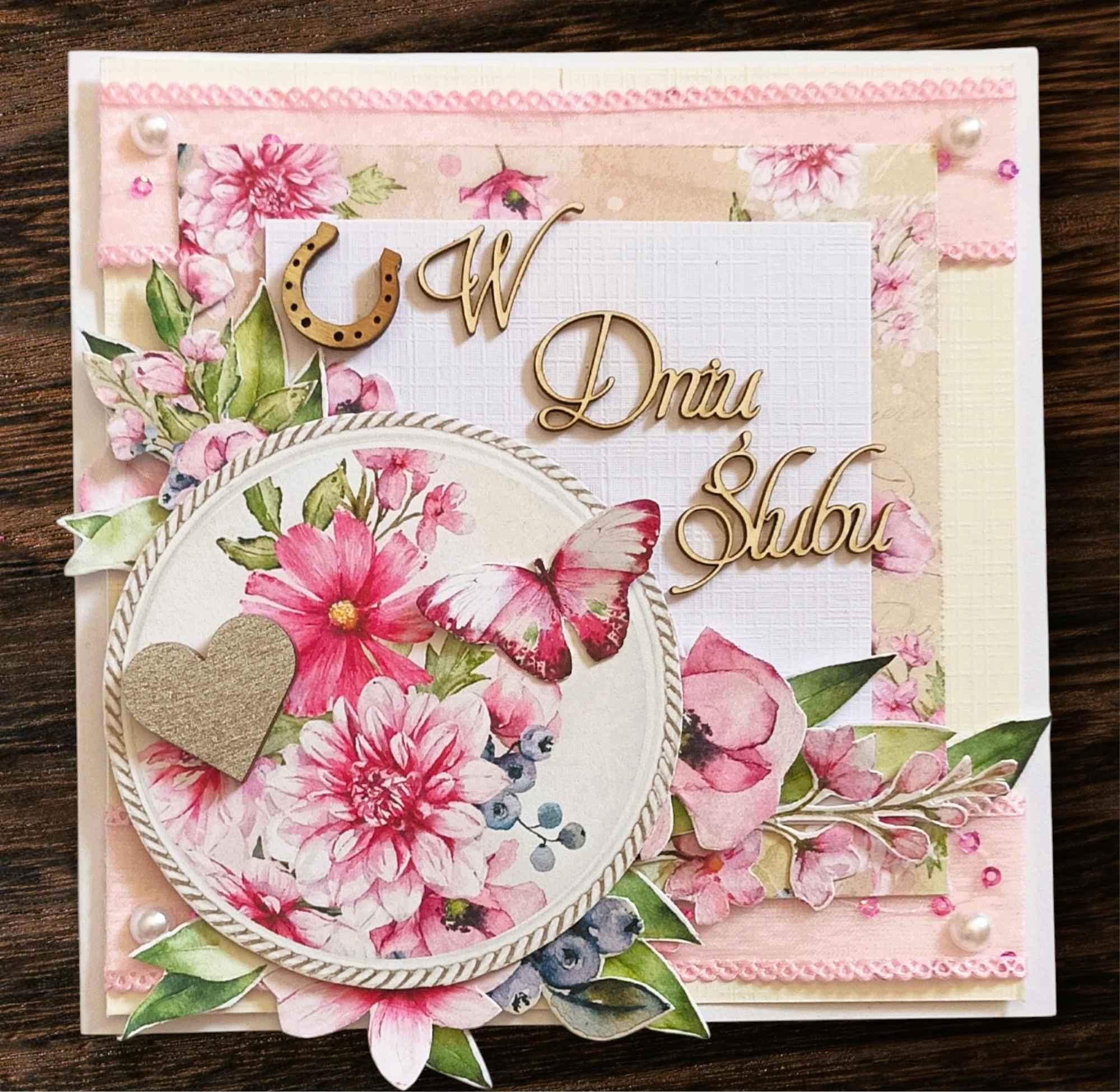 "W Dniu Ślubu" Ręcznie robiona kartka ślubna – romantyczna i wyjątkowa 0