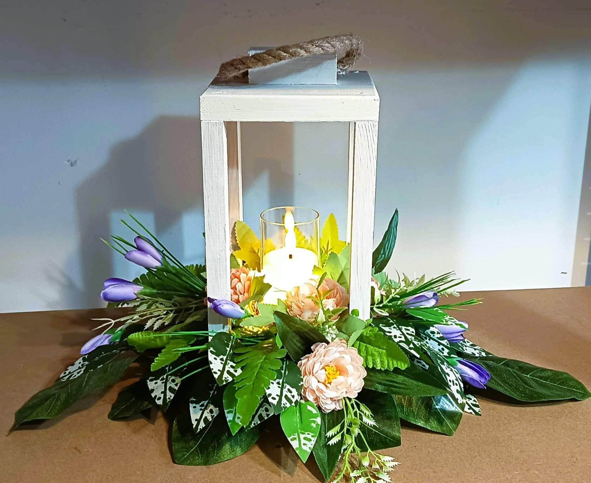 Biała latarnia ze światełkiem #LAT011 0