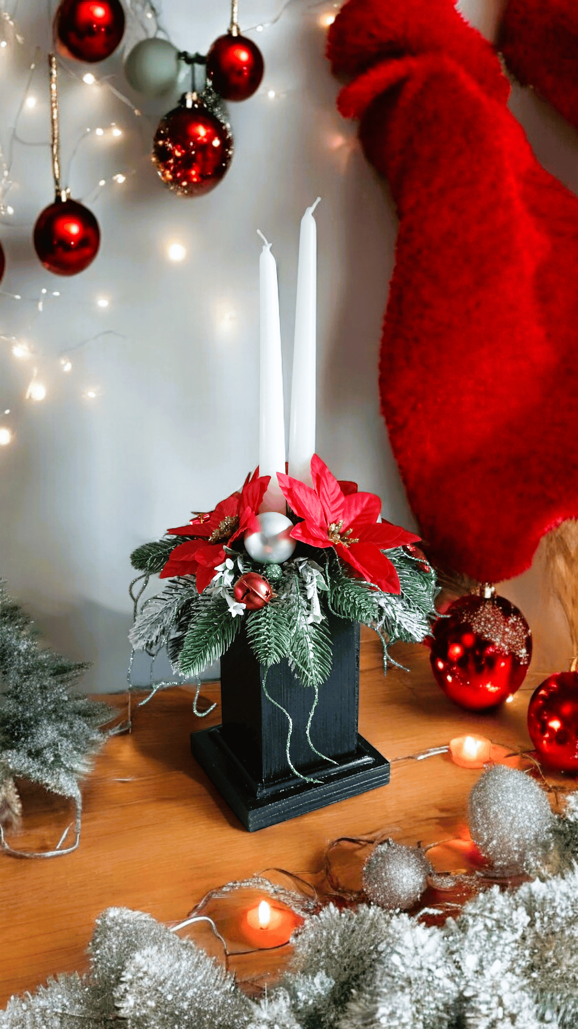 Stroik świąteczny - dwie świece. 0