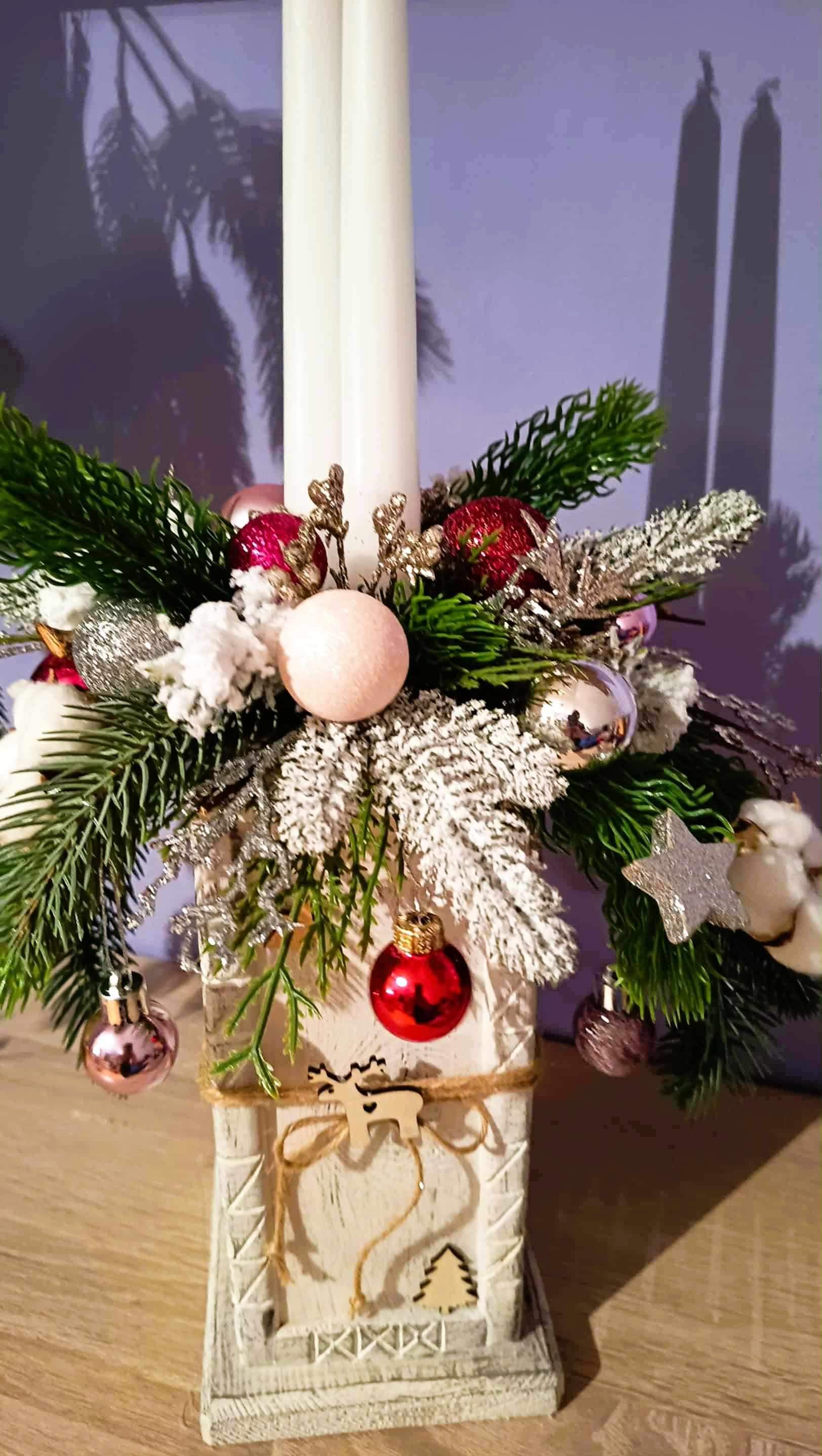 Świąteczny stroik - dwie świece. 2