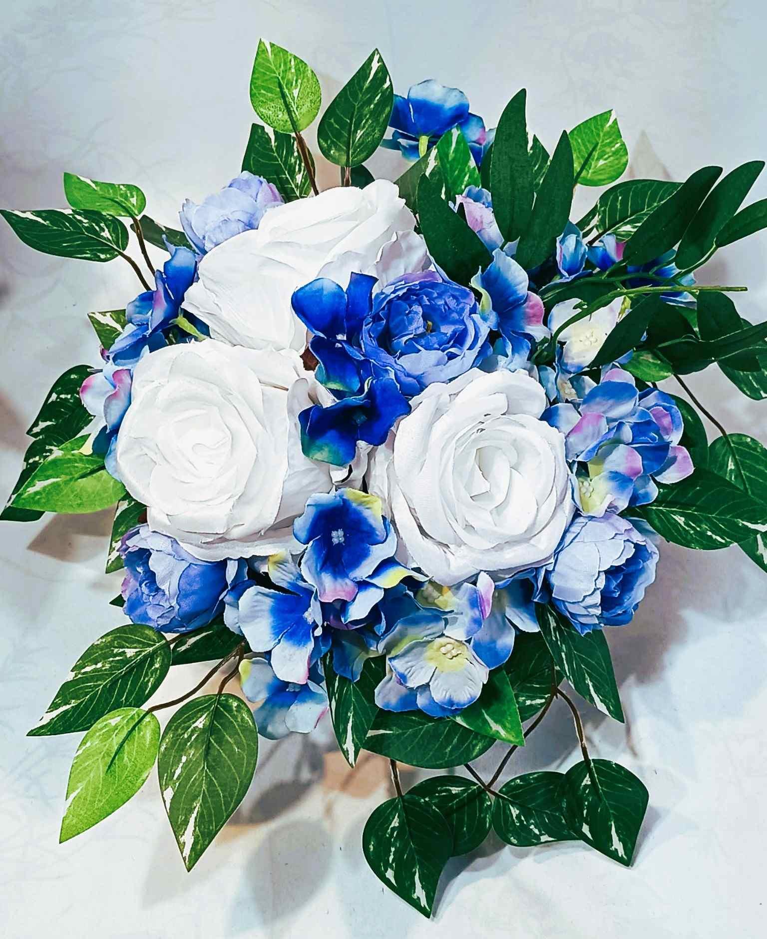 Komplet nagrobny Błękit z Bielą / "Blue and White Gravestone Set #KNG027 2