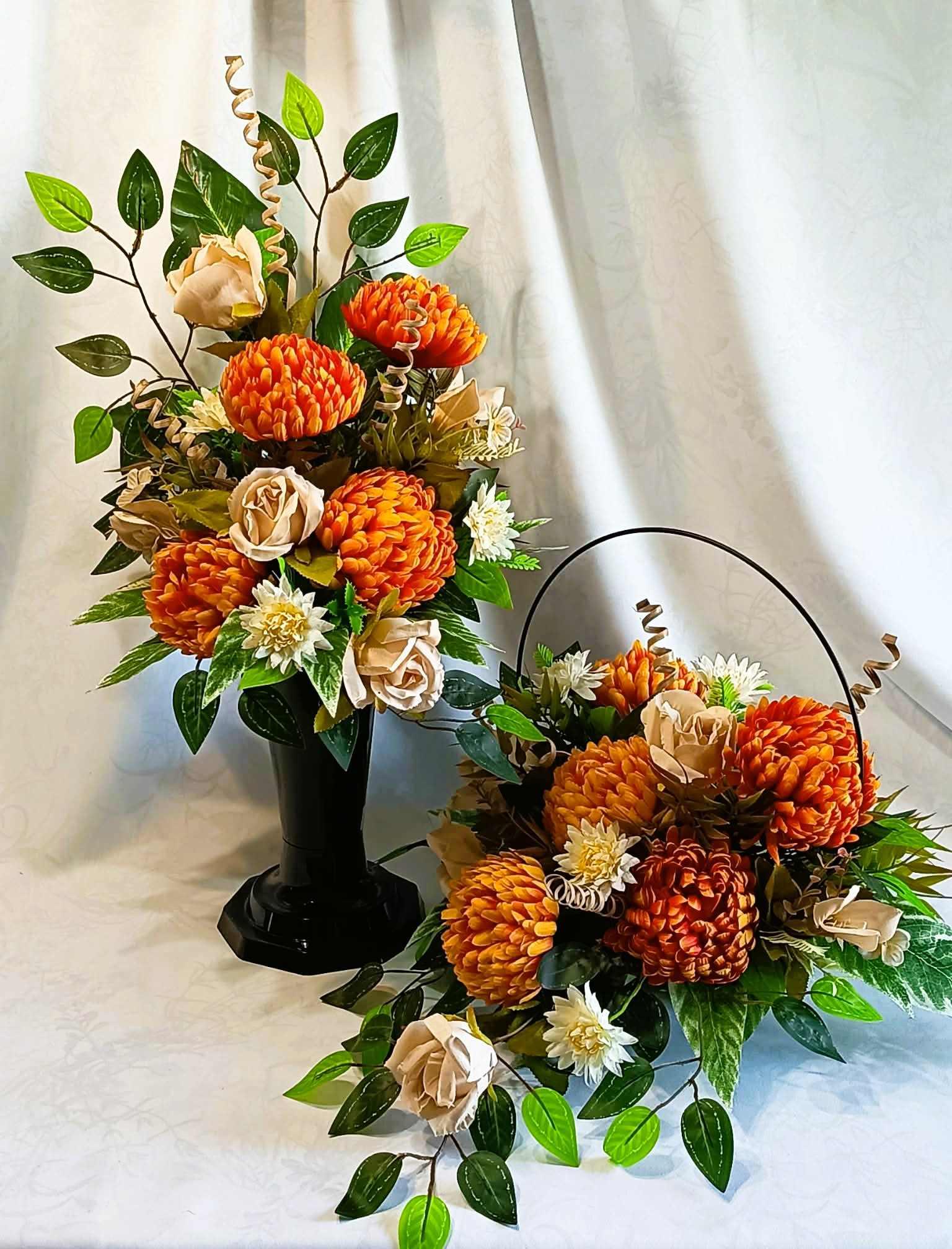 Komplet nagrobny z chryzantemą / Grave arrangement with a chrysanthemum #KNG018 0