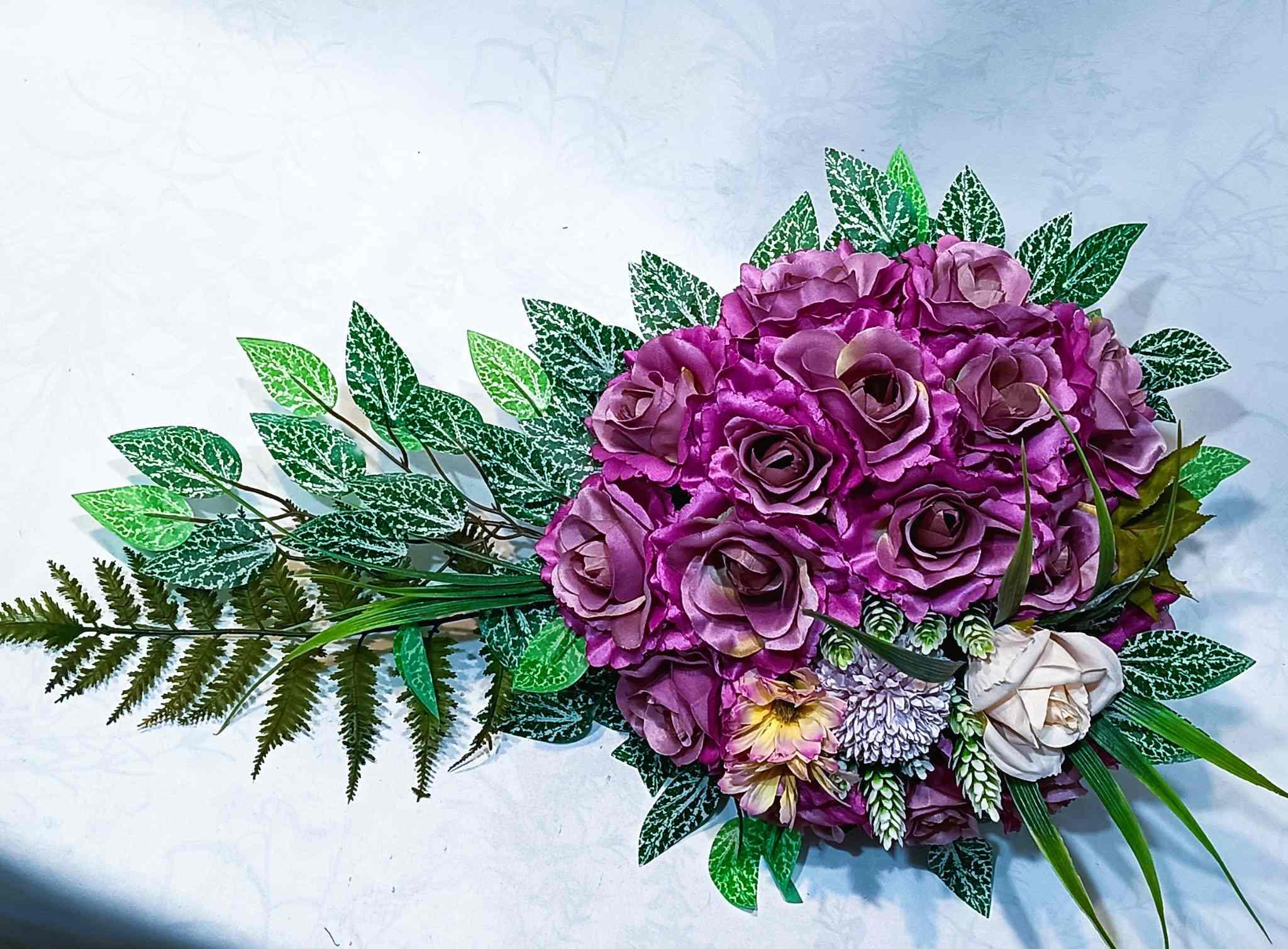 Różany komplet nagrobny / Rose-themed grave arrangement #KNG032 2