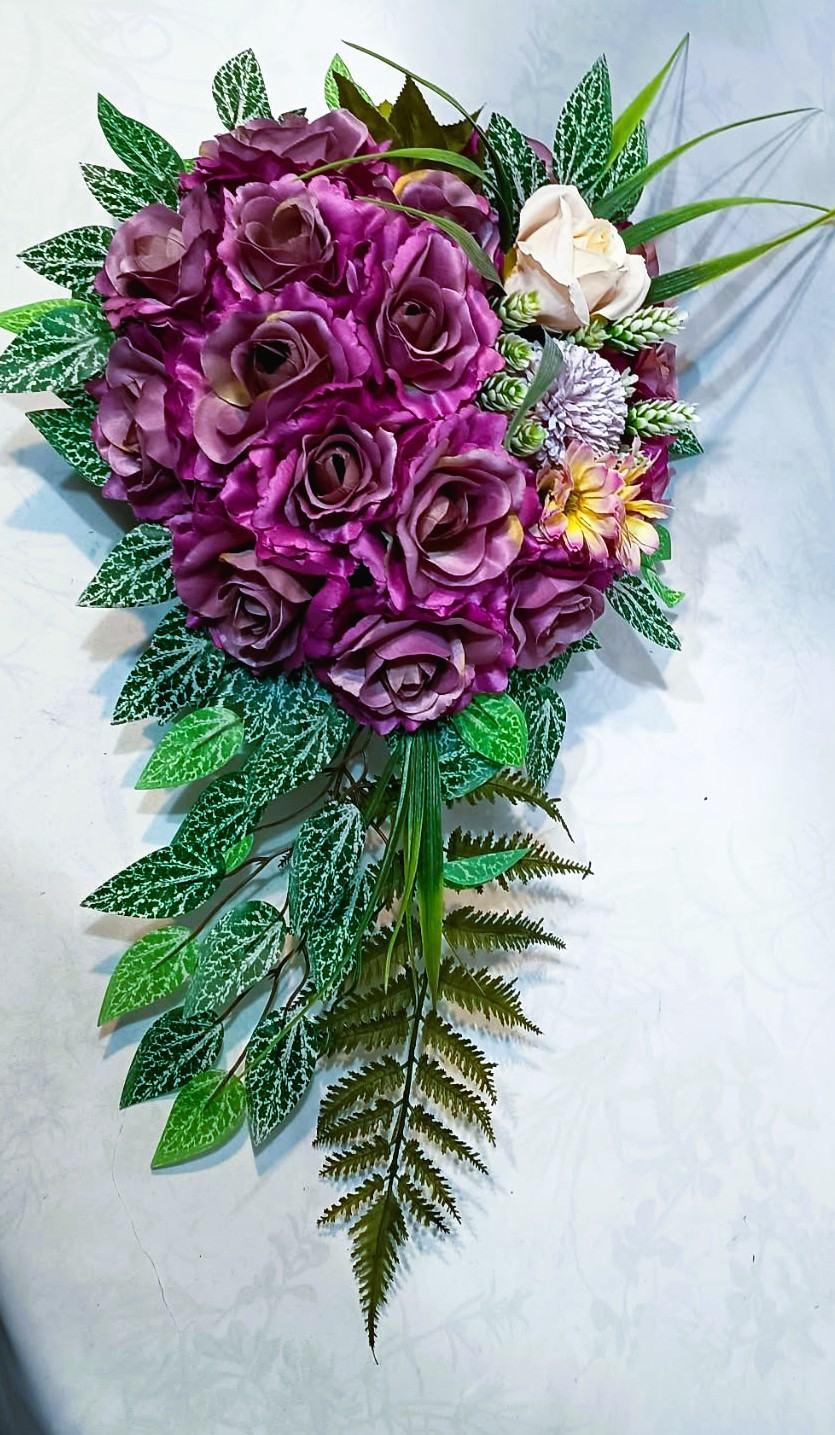 Różany komplet nagrobny / Rose-themed grave arrangement #KNG032 6