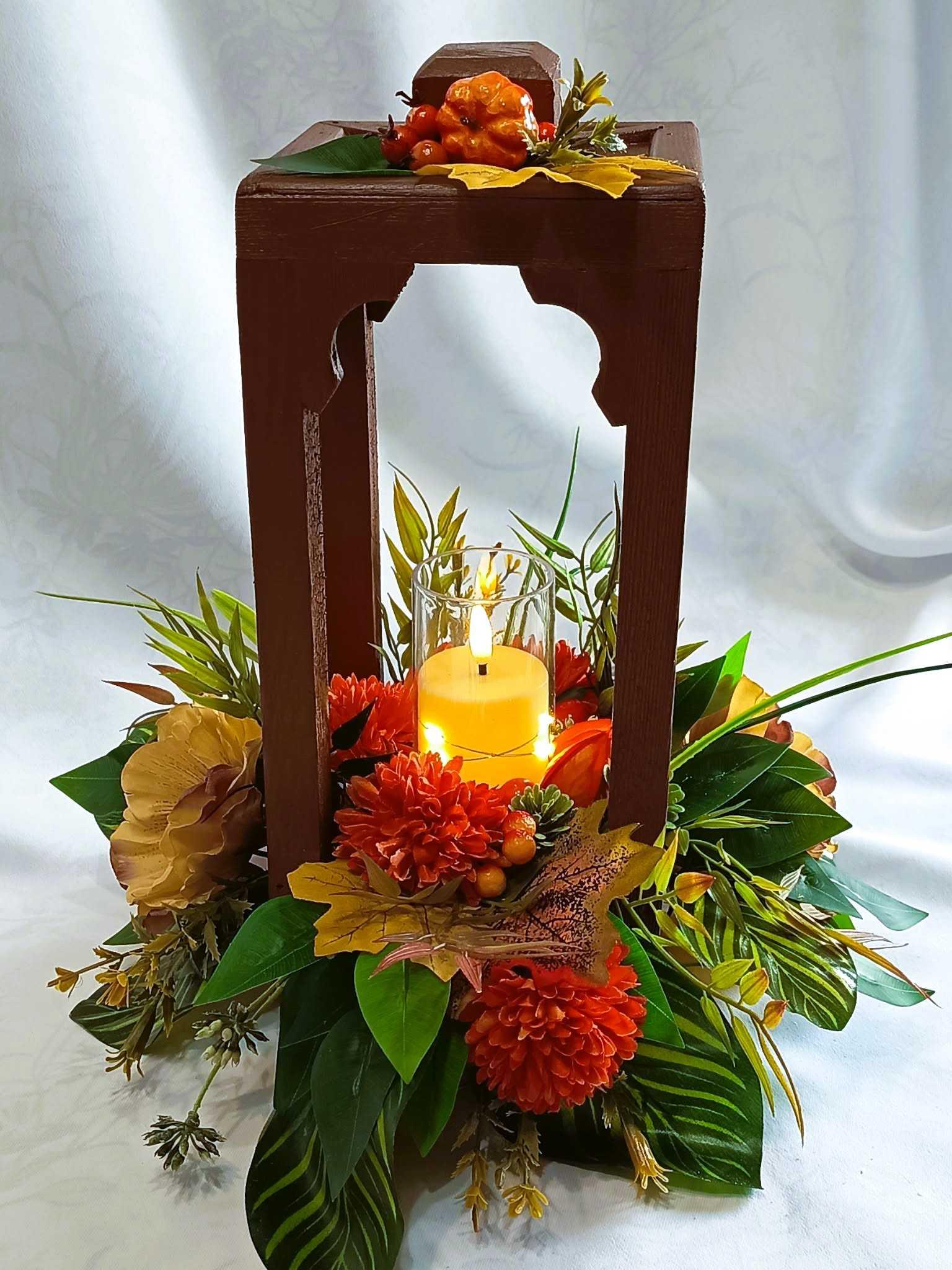 Jesienna Latarnia ze Światłem / Light-Up Autumn Lantern #LAT014 0