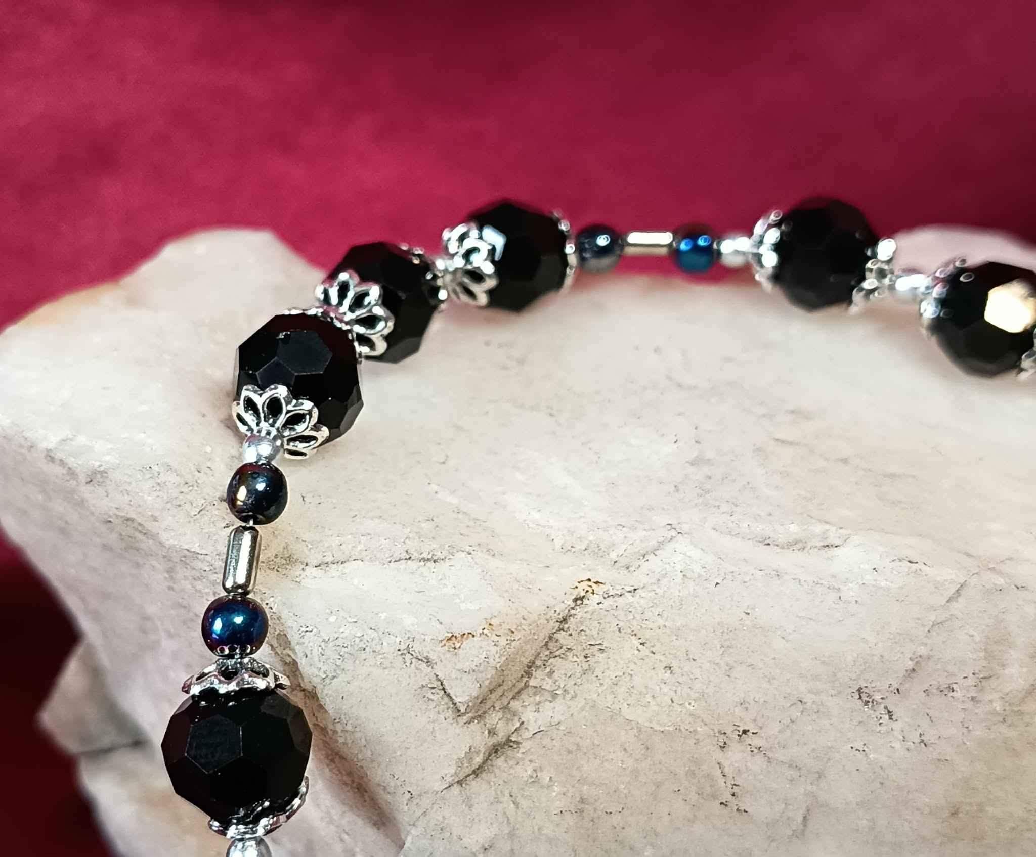 Bransoletka z czarnymi kryształami BR#003 2