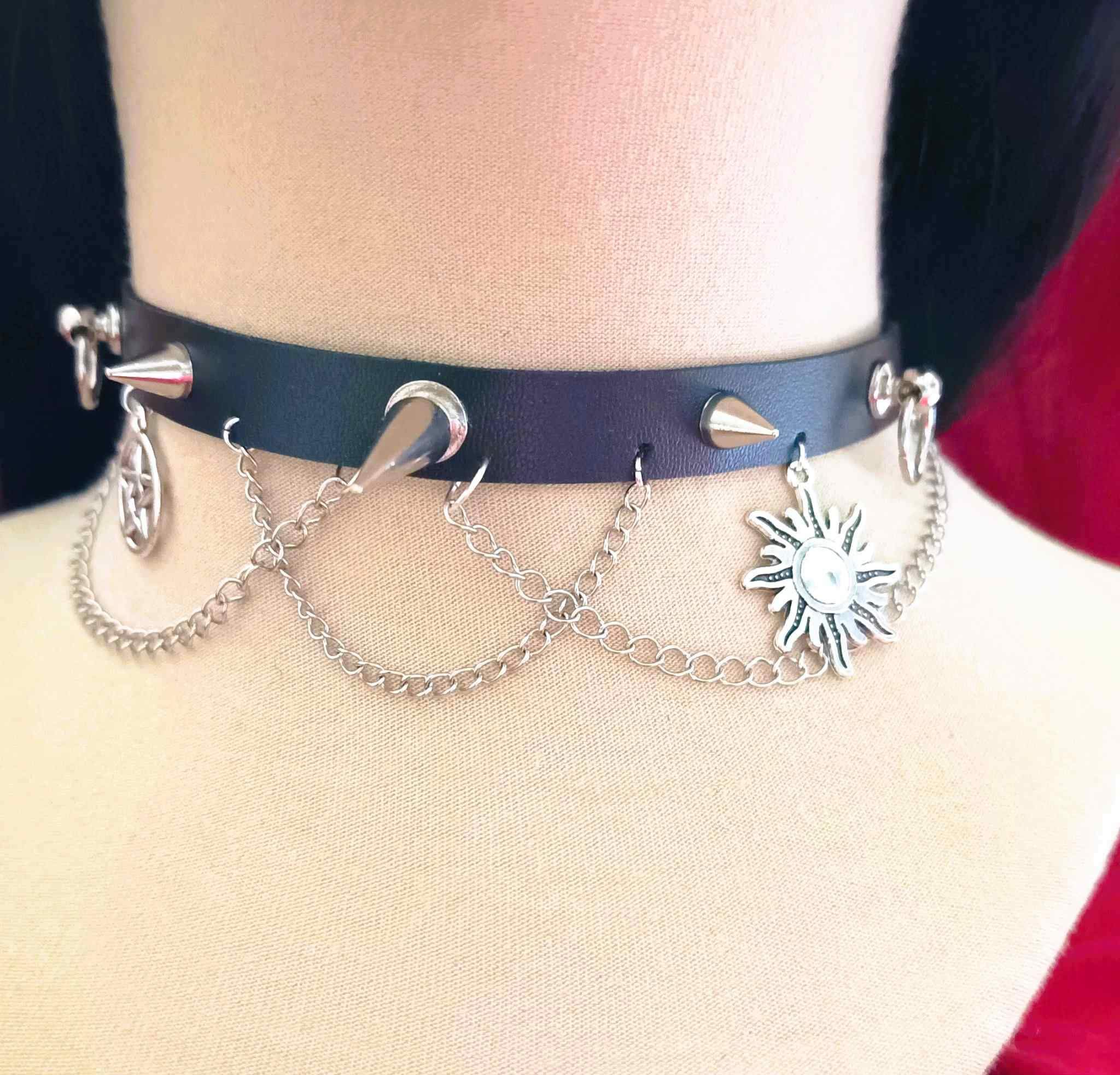 Gotycki choker z zawieszkami mix #0026 5