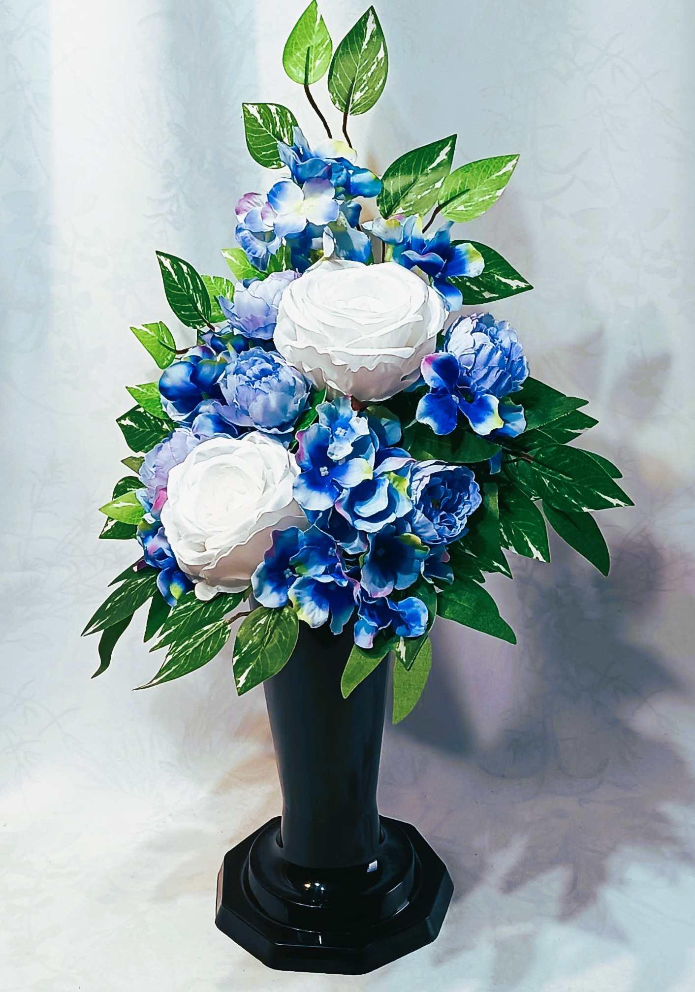 Komplet nagrobny Błękit z Bielą / "Blue and White Gravestone Set #KNG027 1