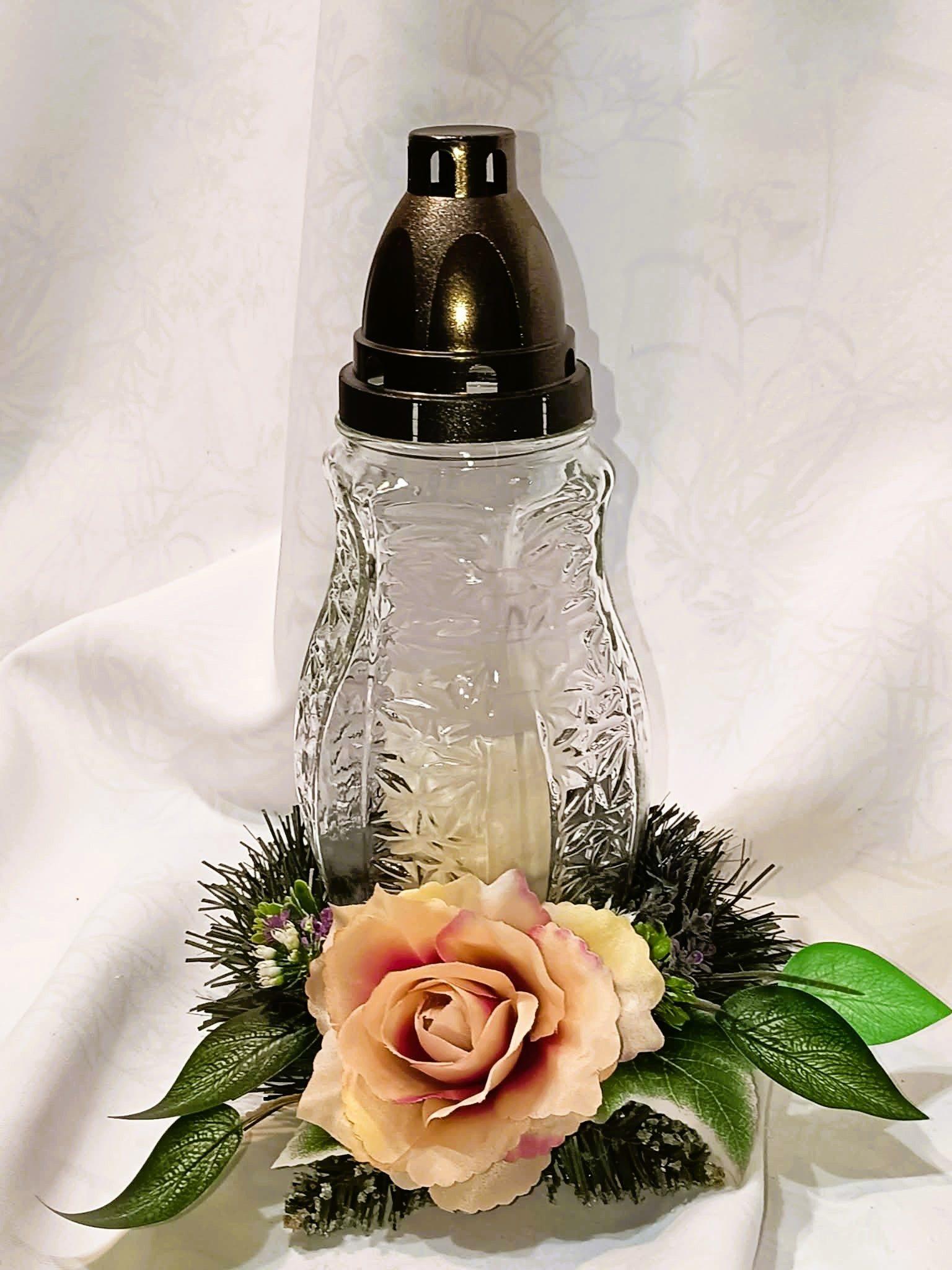 Znicz z dekoracją / Decorative memorial candle #ZN001 0