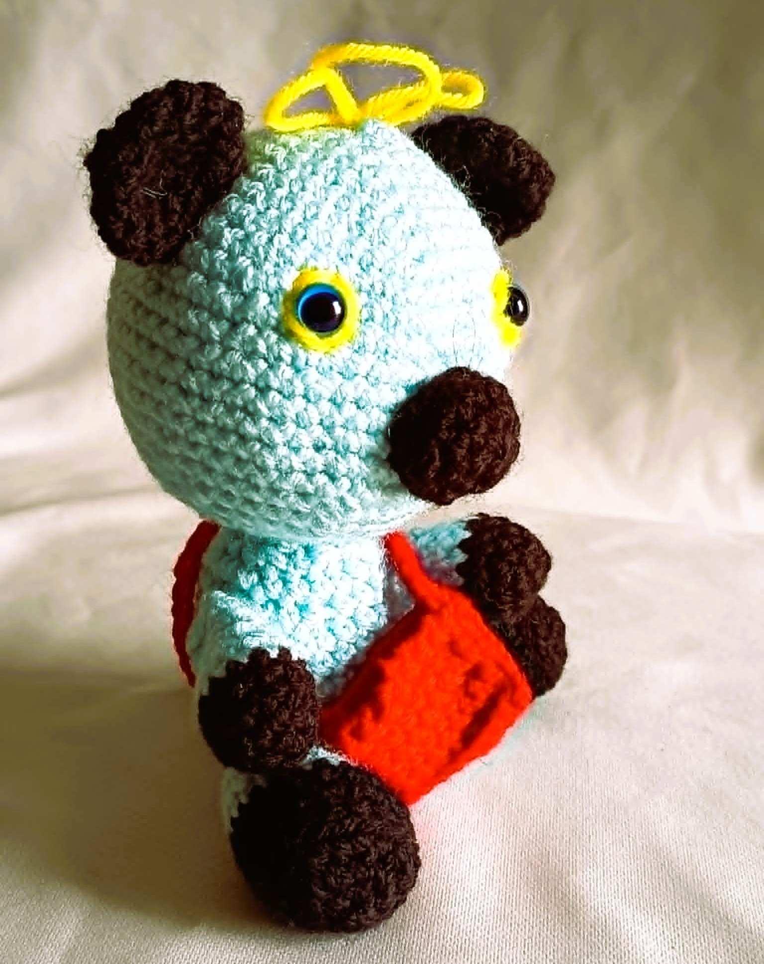 Niebieski miś z torebką / Blue teddy bear with a handbag #PL0053 2