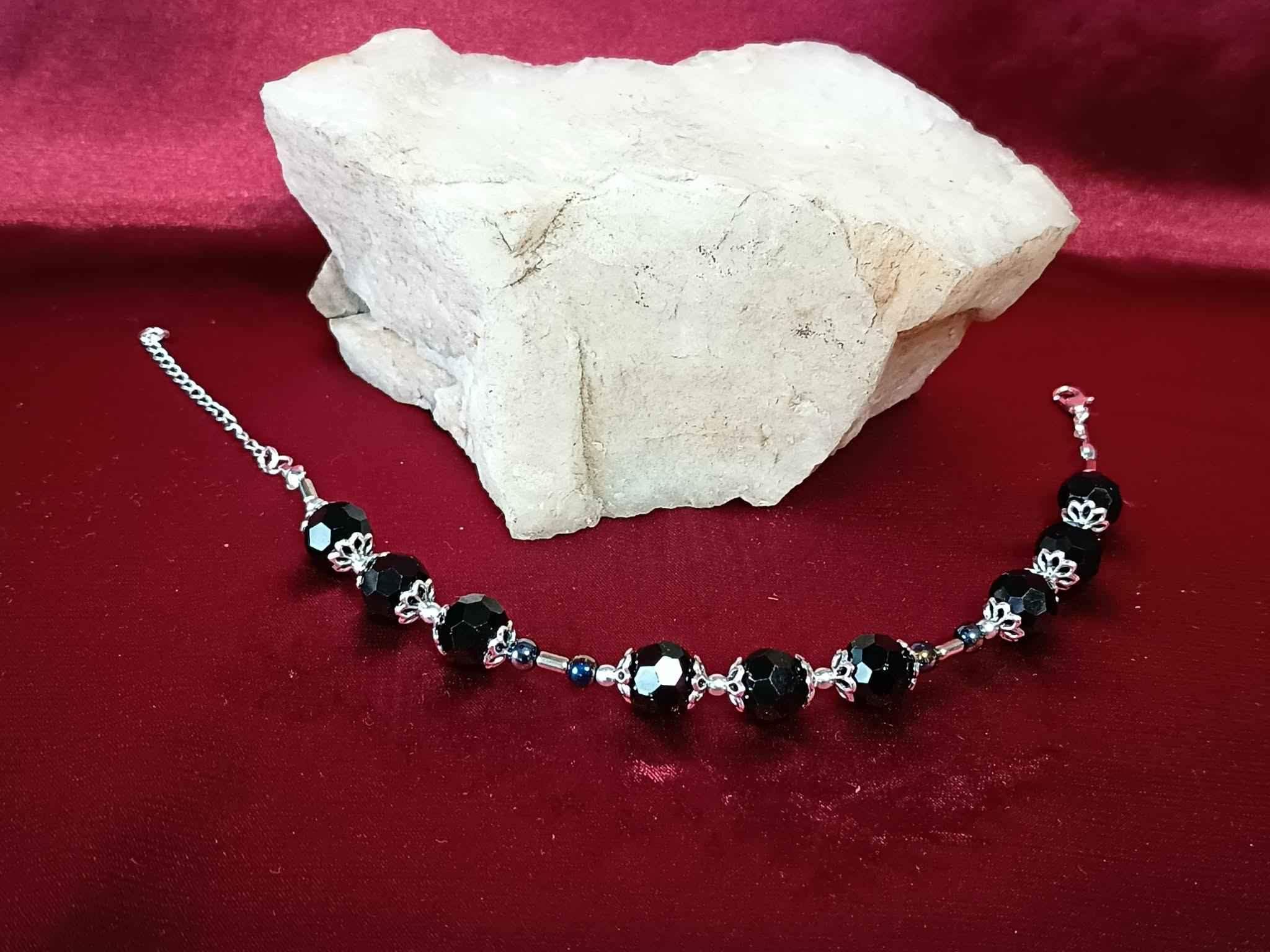 Bransoletka z czarnymi kryształami BR#003 1