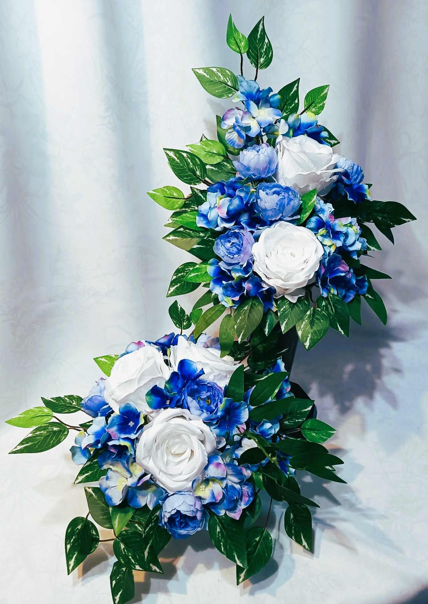 Komplet nagrobny Błękit z Bielą / "Blue and White Gravestone Set #KNG027 6