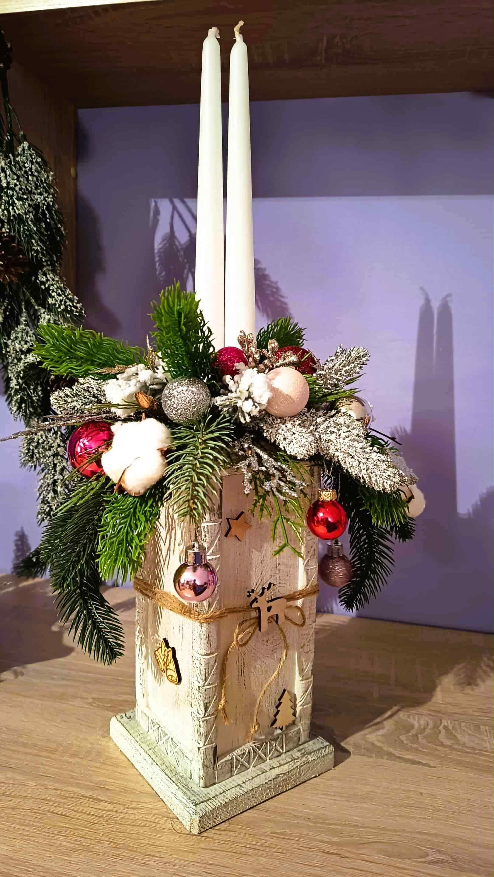 Świąteczny stroik - dwie świece. 4