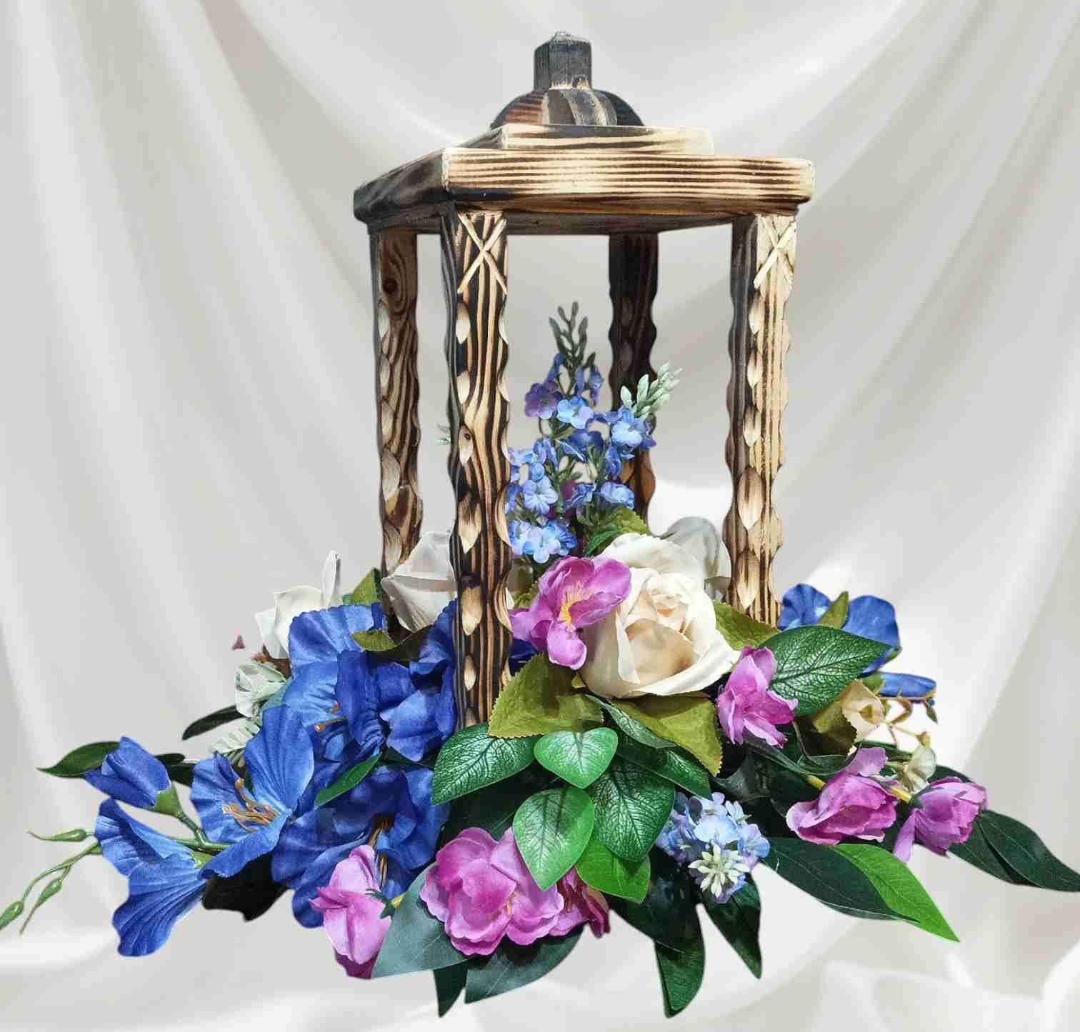 Komplet nagrobny wielobarwny z latarnią / Multicoloured grave ornament set with a lantern #KNG005 3