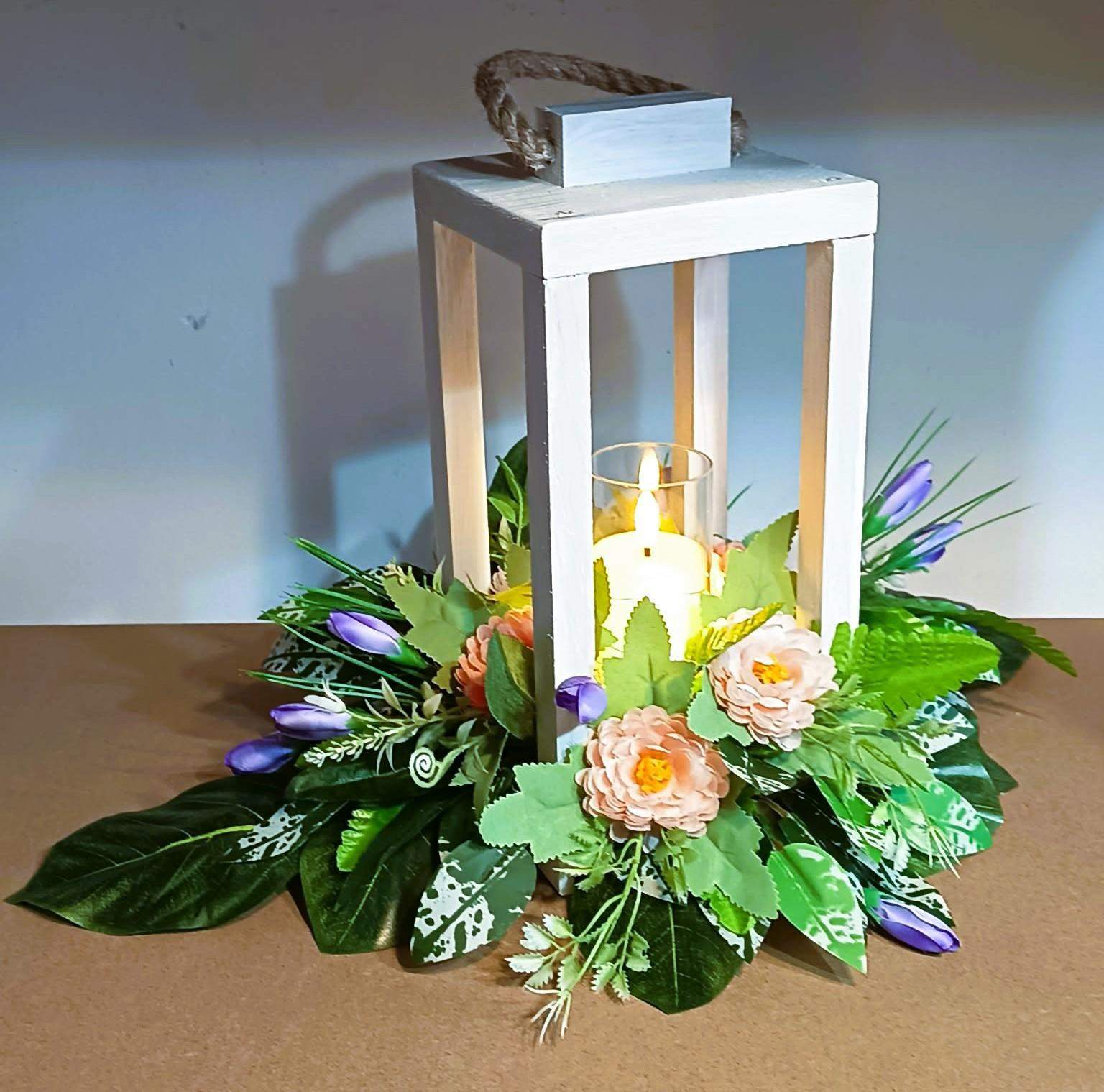 Biała latarnia ze światełkiem #LAT011 3