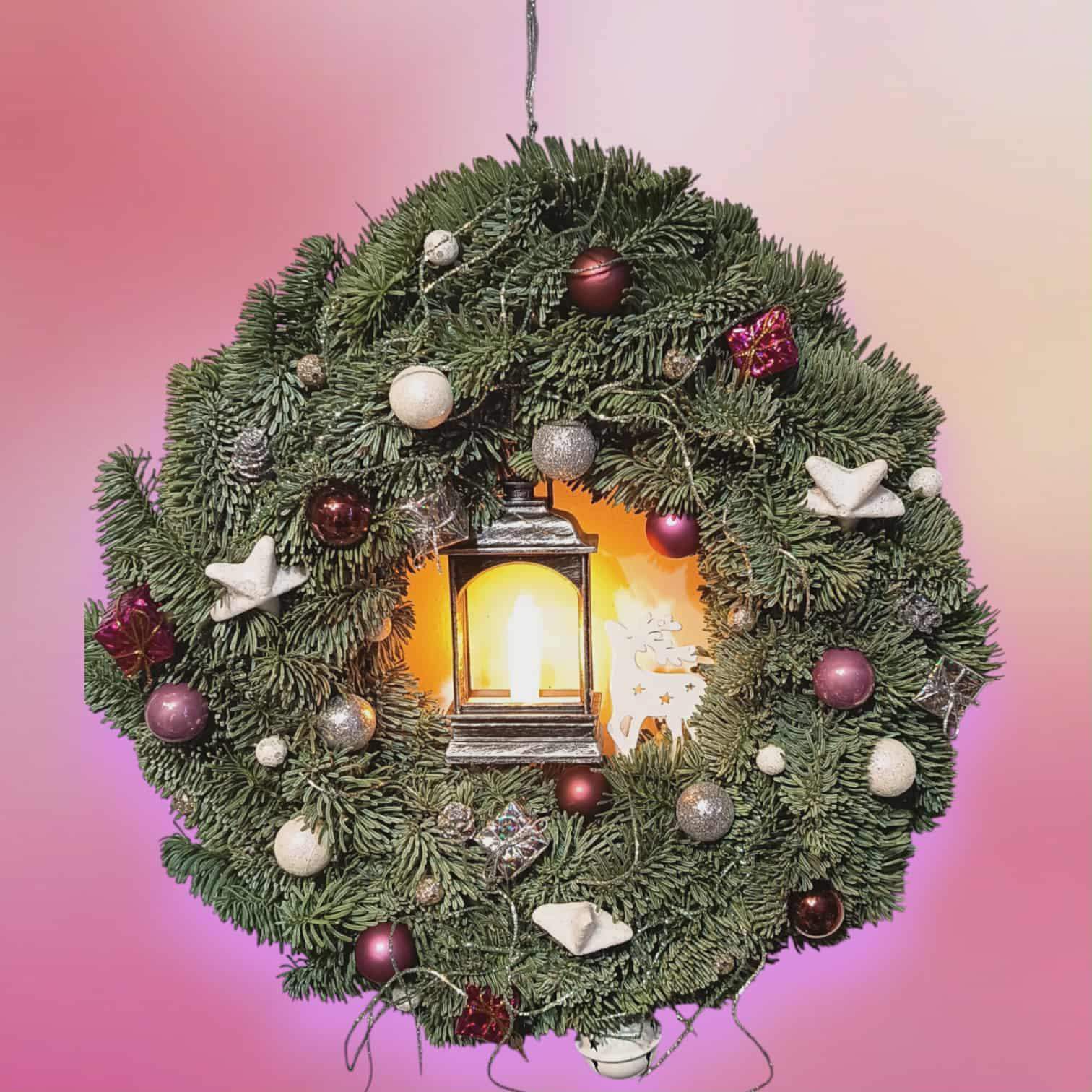 Wianek Świąteczny z latarenką 0