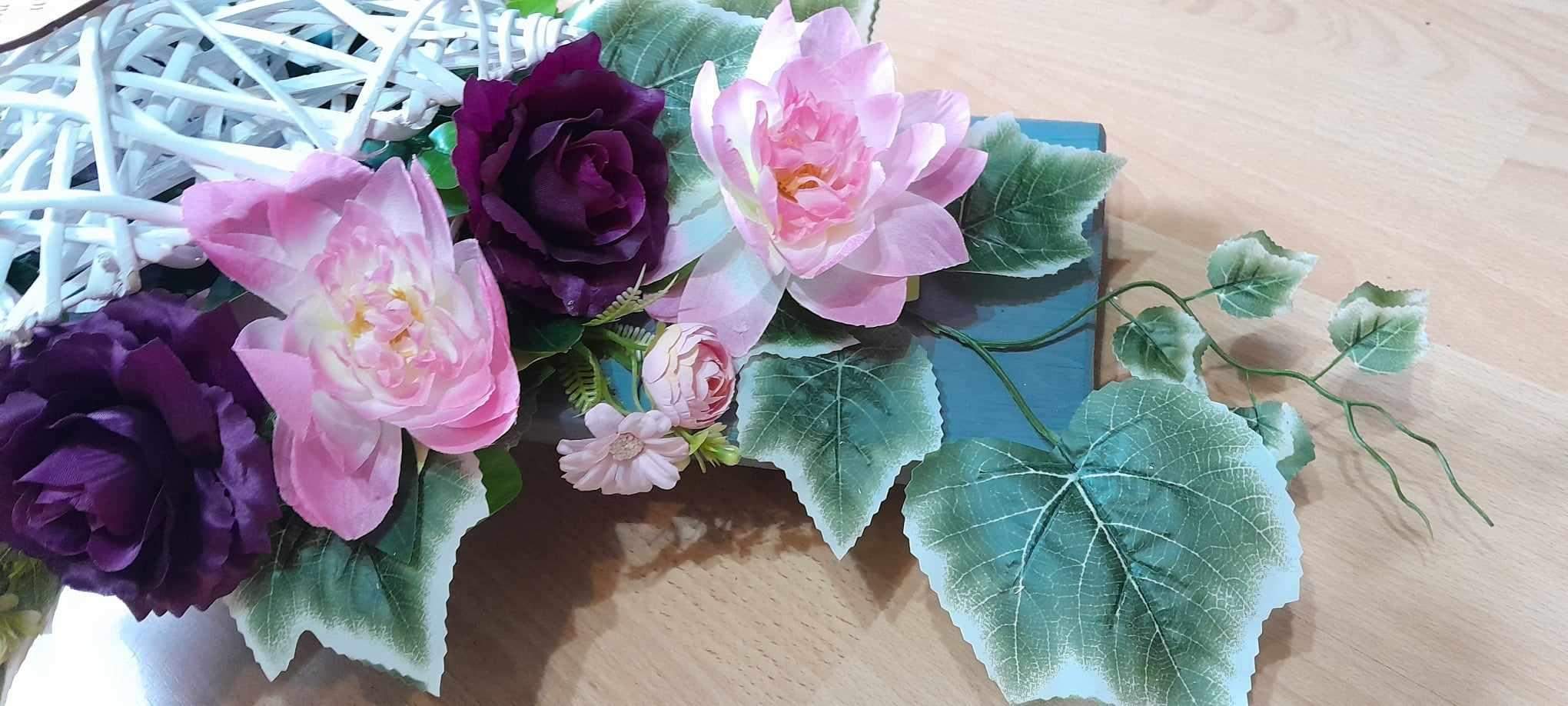 Dekoracja nagrobna z wiklinowym sercem. #KNG001 2