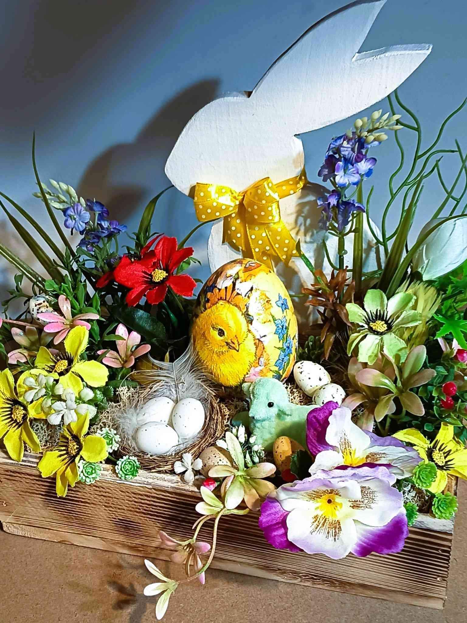 Wielkanocna dekoracja z zajączkiem #DW013 4