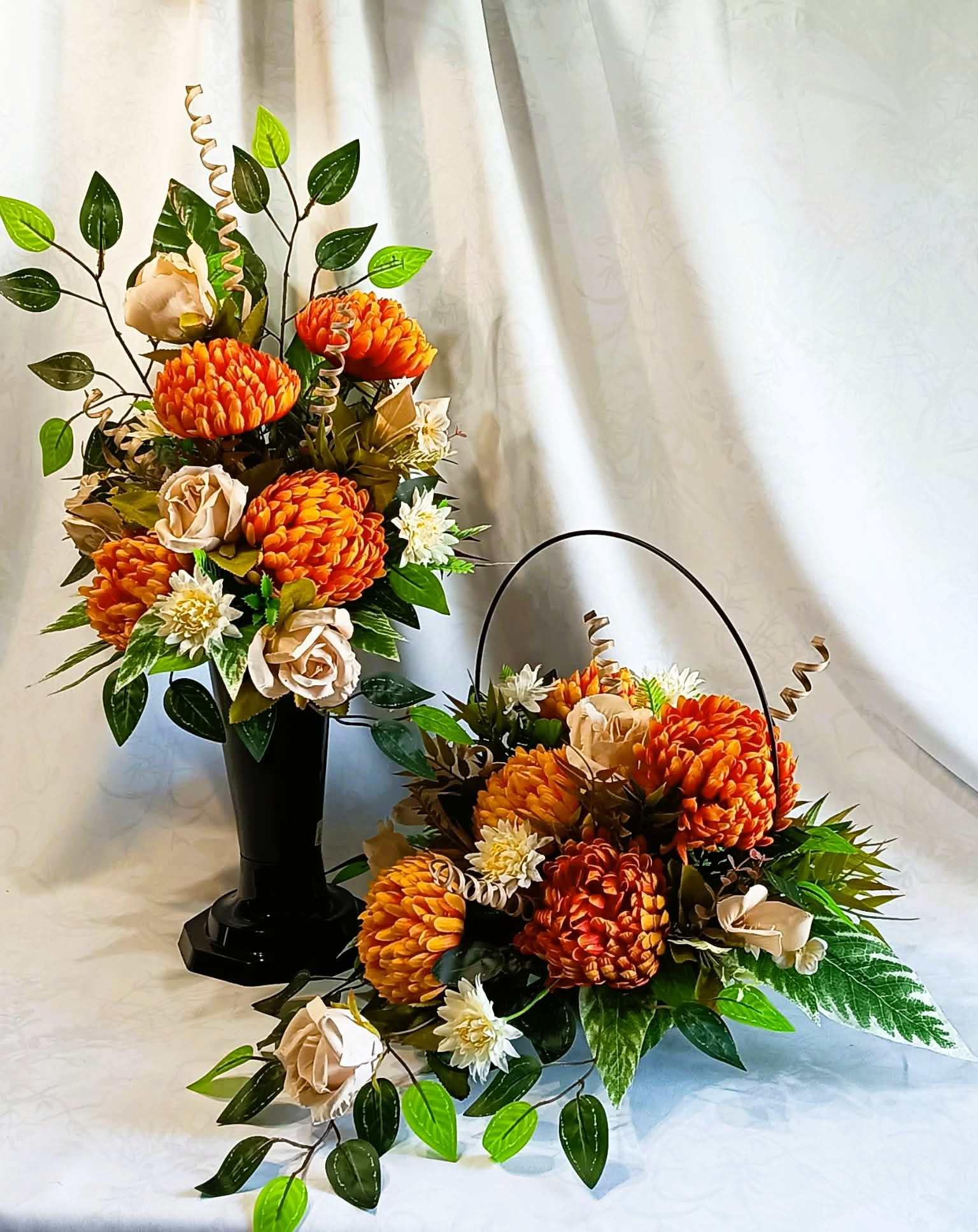 Komplet nagrobny z chryzantemą / Grave arrangement with a chrysanthemum #KNG018 6