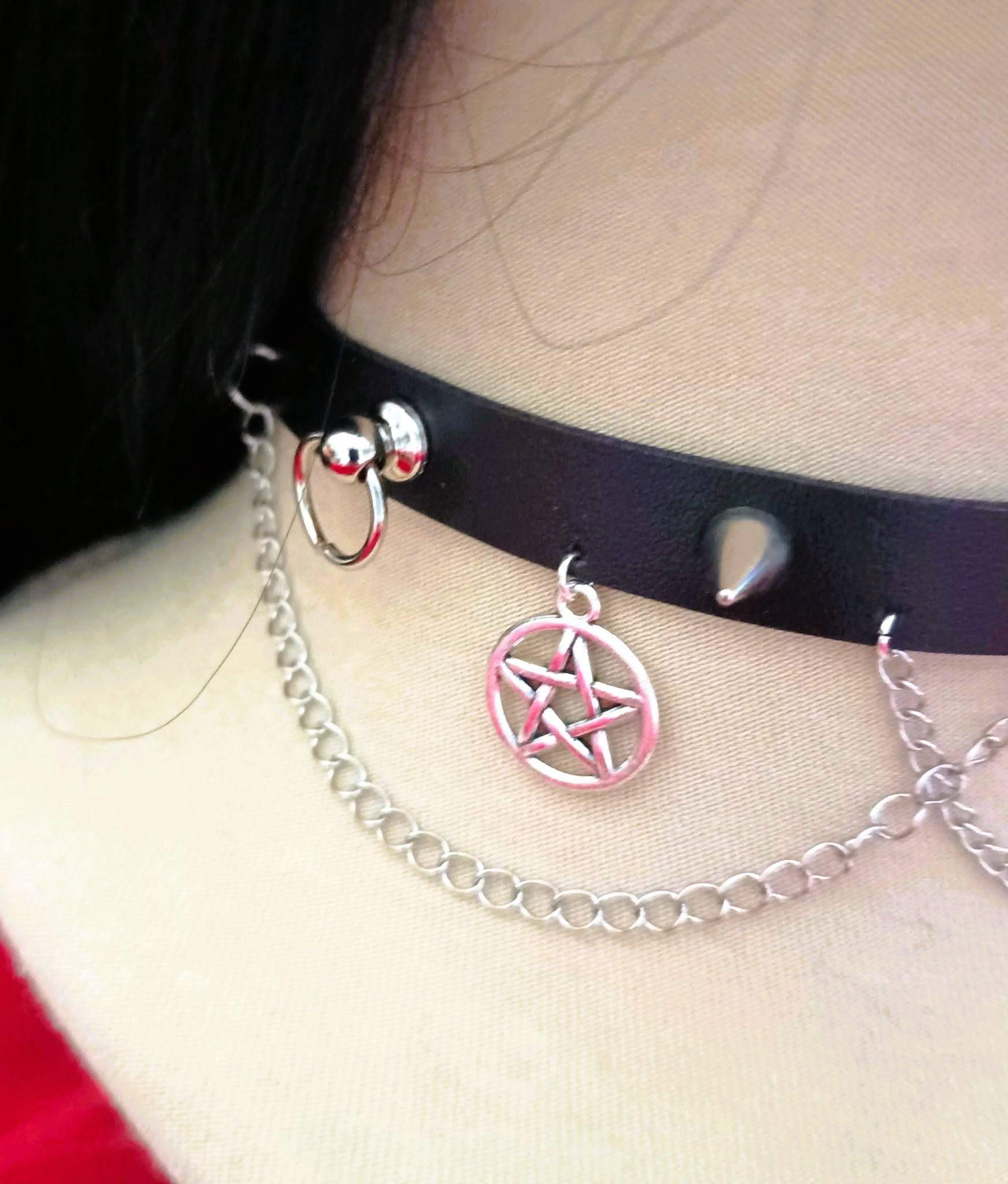 Gotycki choker z zawieszkami mix #0026 6