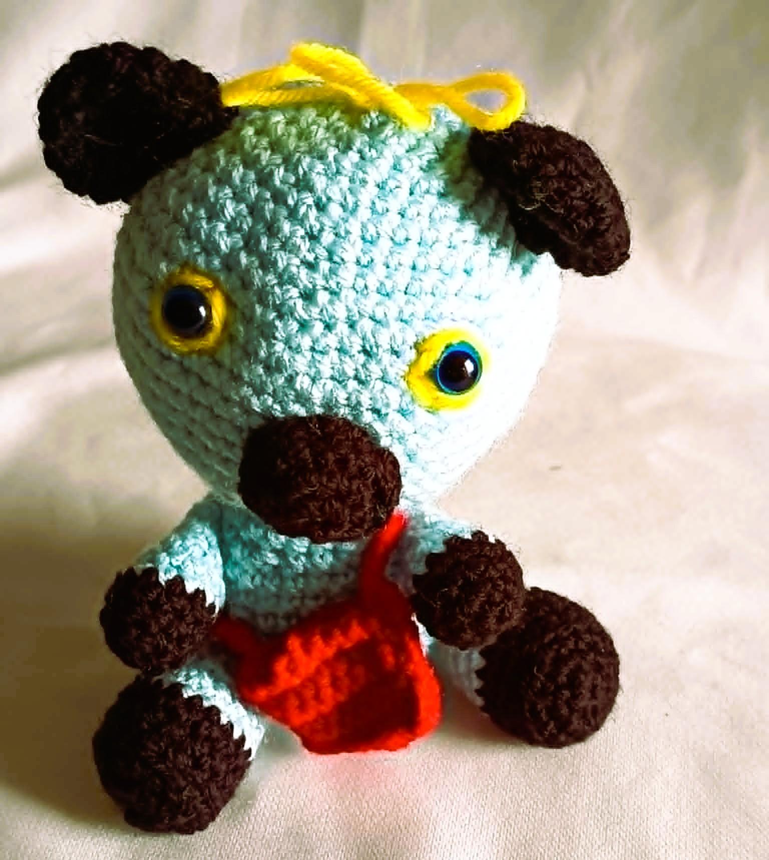 Niebieski miś z torebką / Blue teddy bear with a handbag #PL0053 4