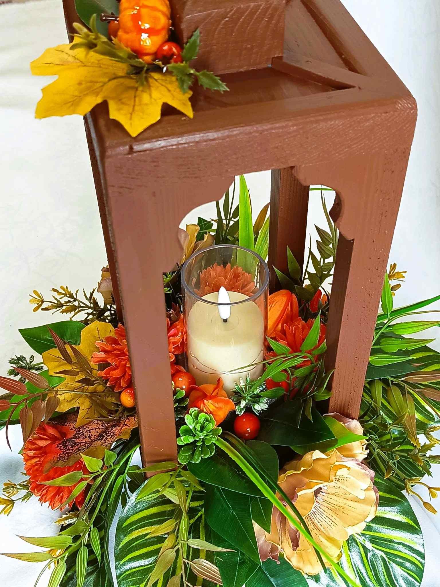 Jesienna Latarnia ze Światłem / Light-Up Autumn Lantern #LAT014 3