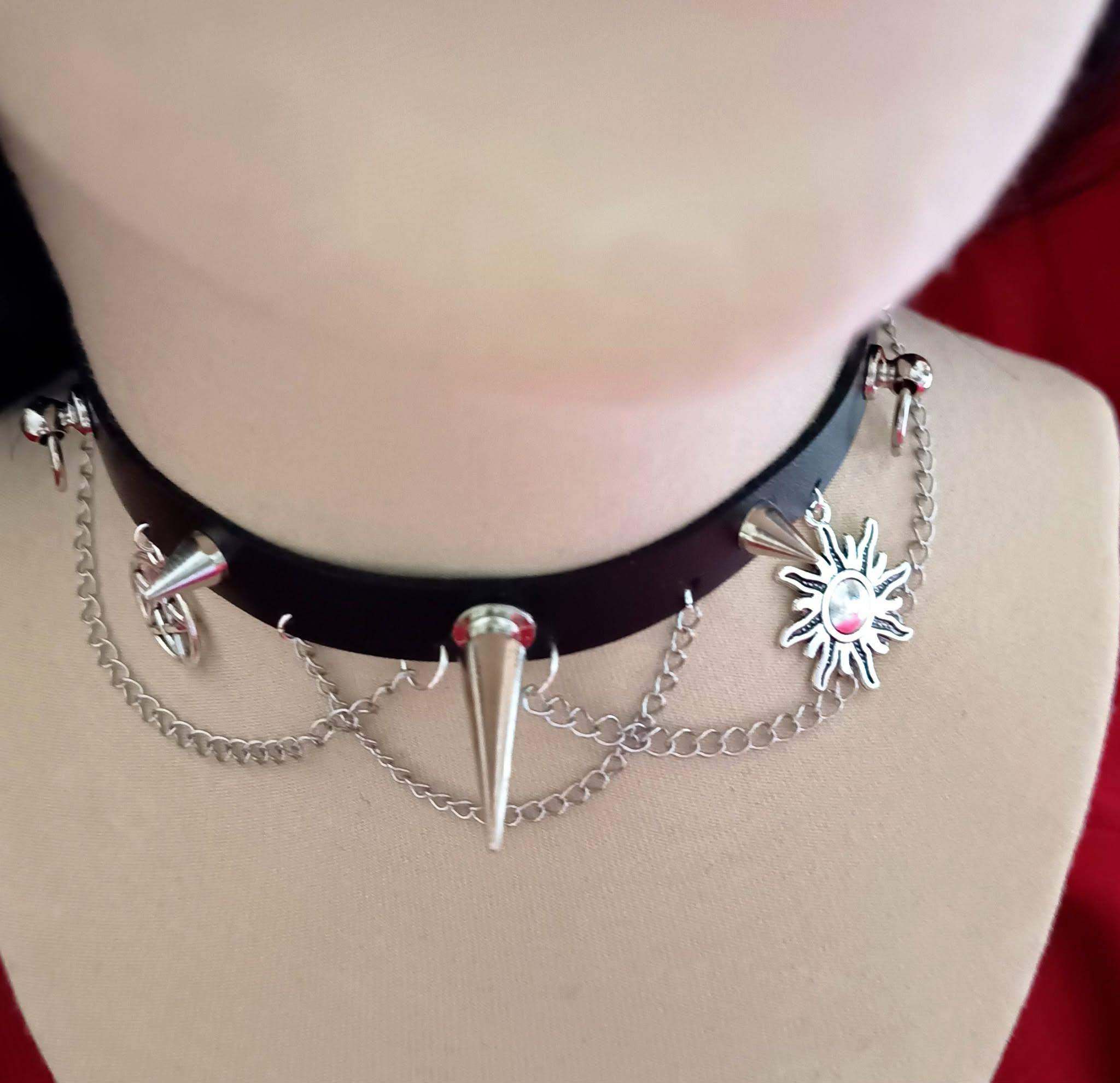 Gotycki choker z zawieszkami mix #0026 4