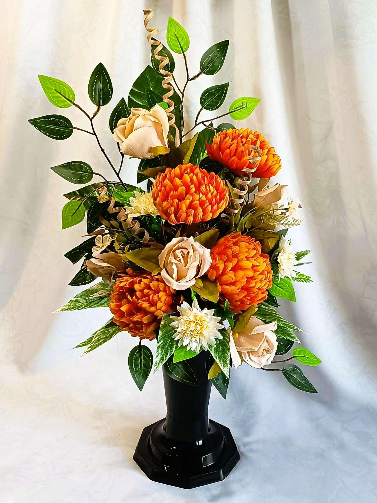 Komplet nagrobny z chryzantemą / Grave arrangement with a chrysanthemum #KNG018 1