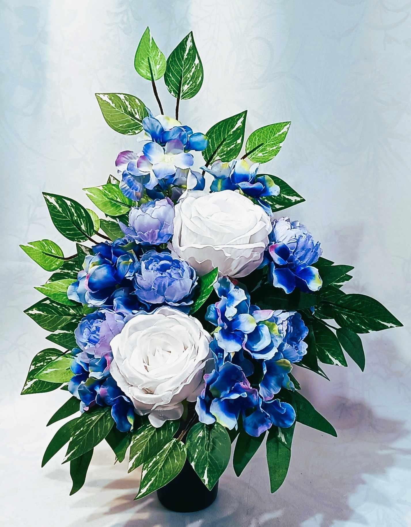 Komplet nagrobny Błękit z Bielą / "Blue and White Gravestone Set #KNG027 5