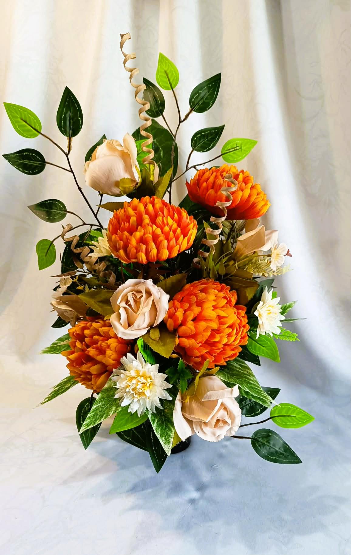 Komplet nagrobny z chryzantemą / Grave arrangement with a chrysanthemum #KNG018 4