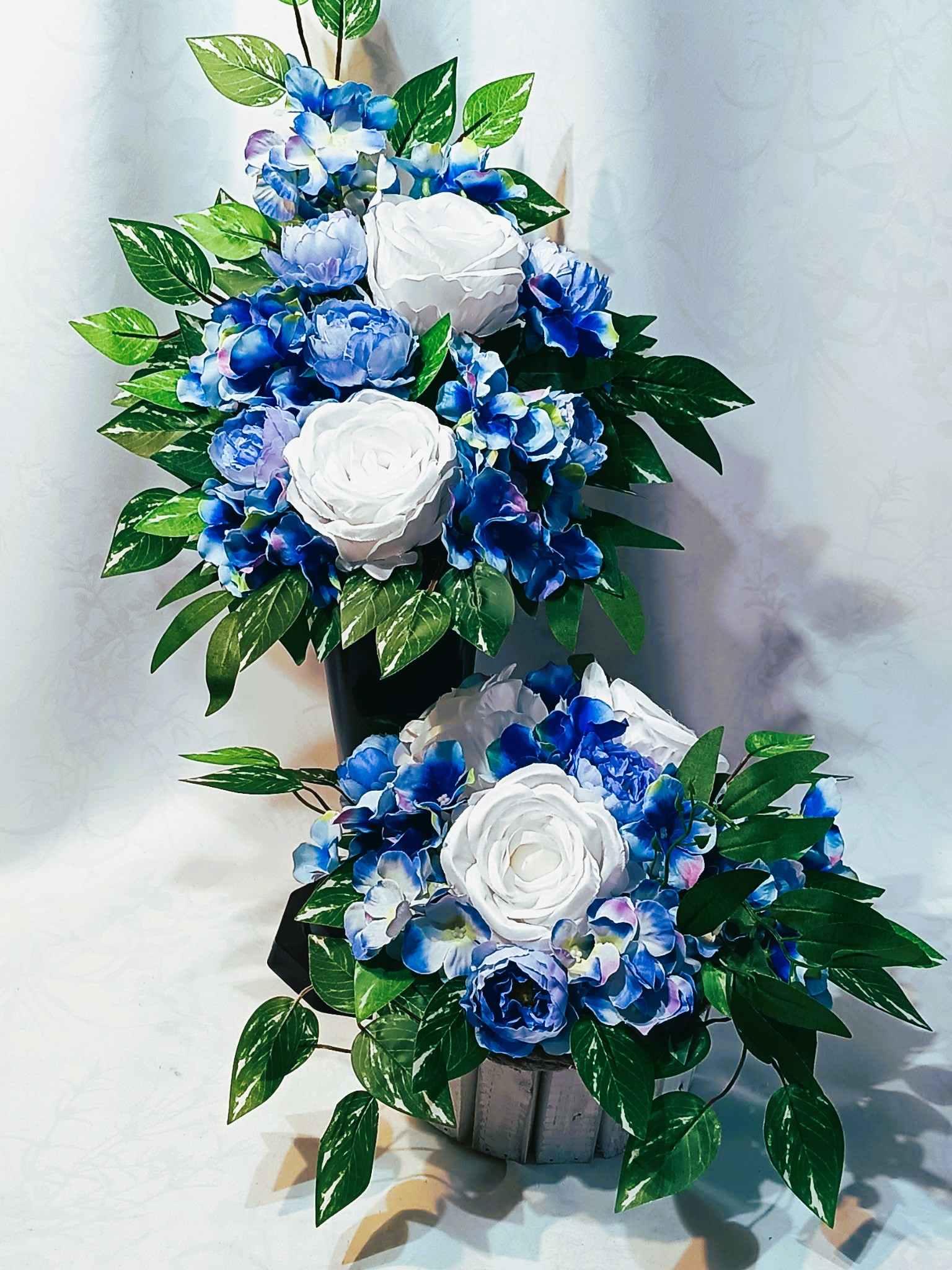 Komplet nagrobny Błękit z Bielą / "Blue and White Gravestone Set #KNG027 0
