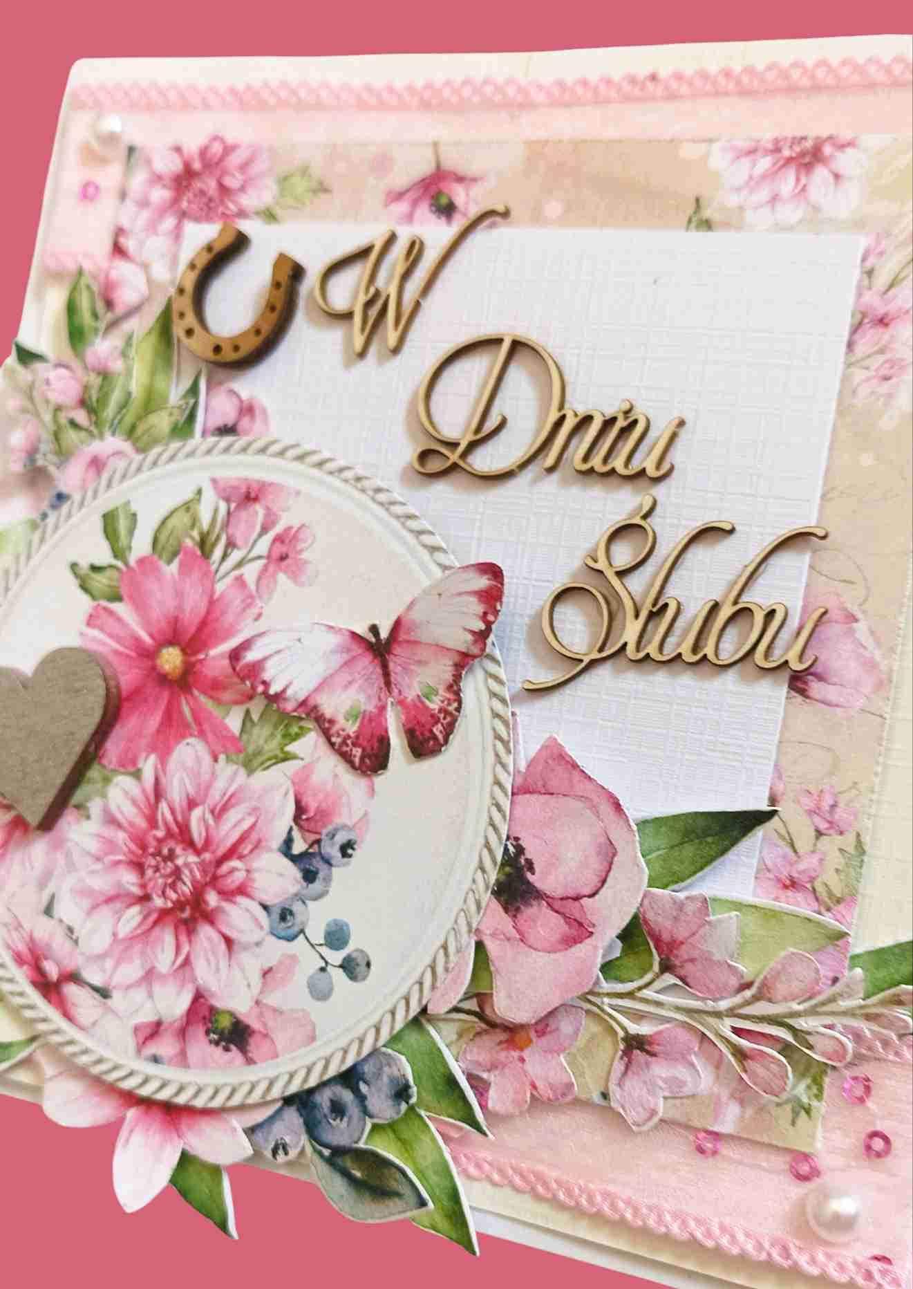 "W Dniu Ślubu" Ręcznie robiona kartka ślubna – romantyczna i wyjątkowa 4