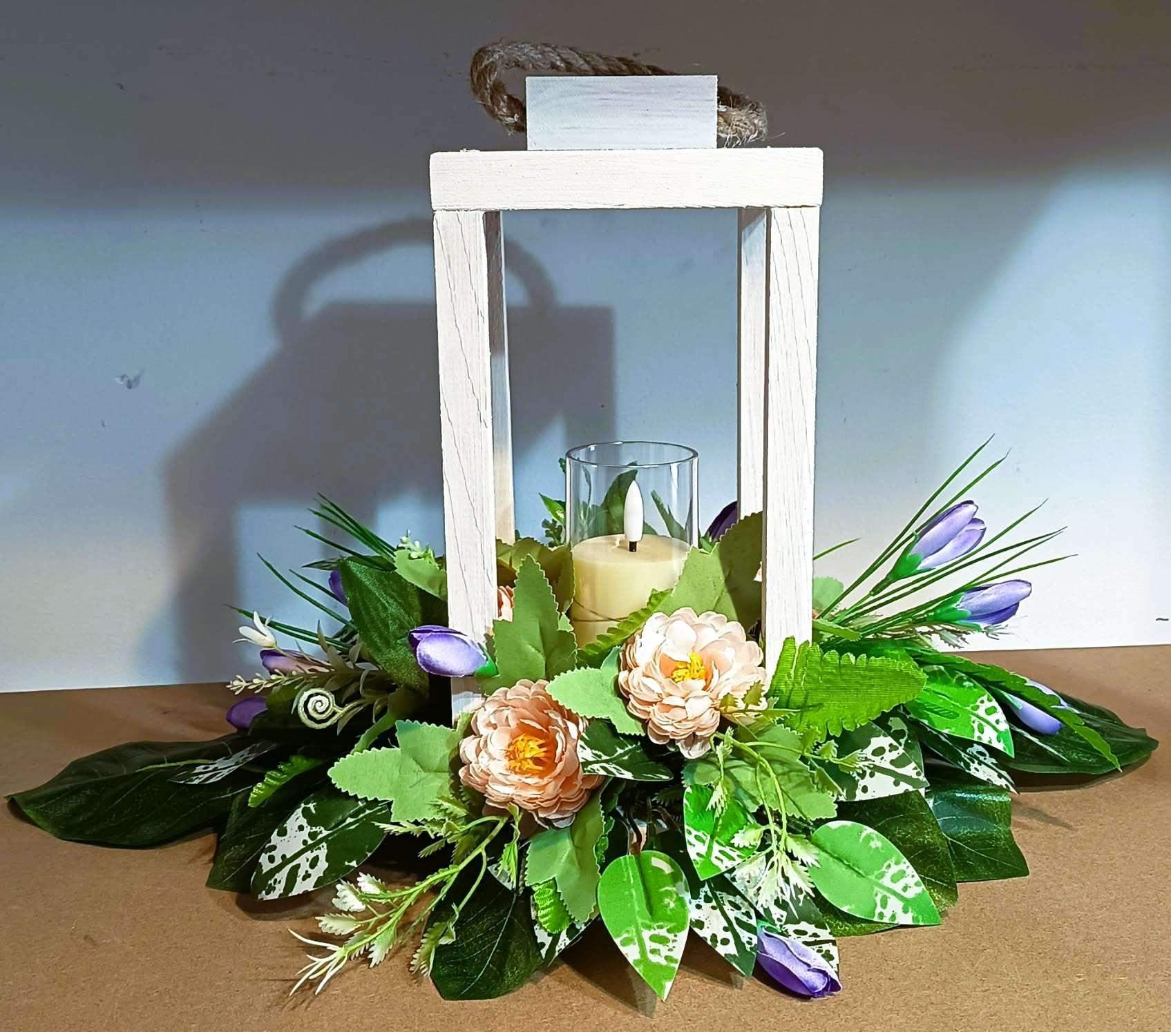 Biała latarnia ze światełkiem #LAT011 6