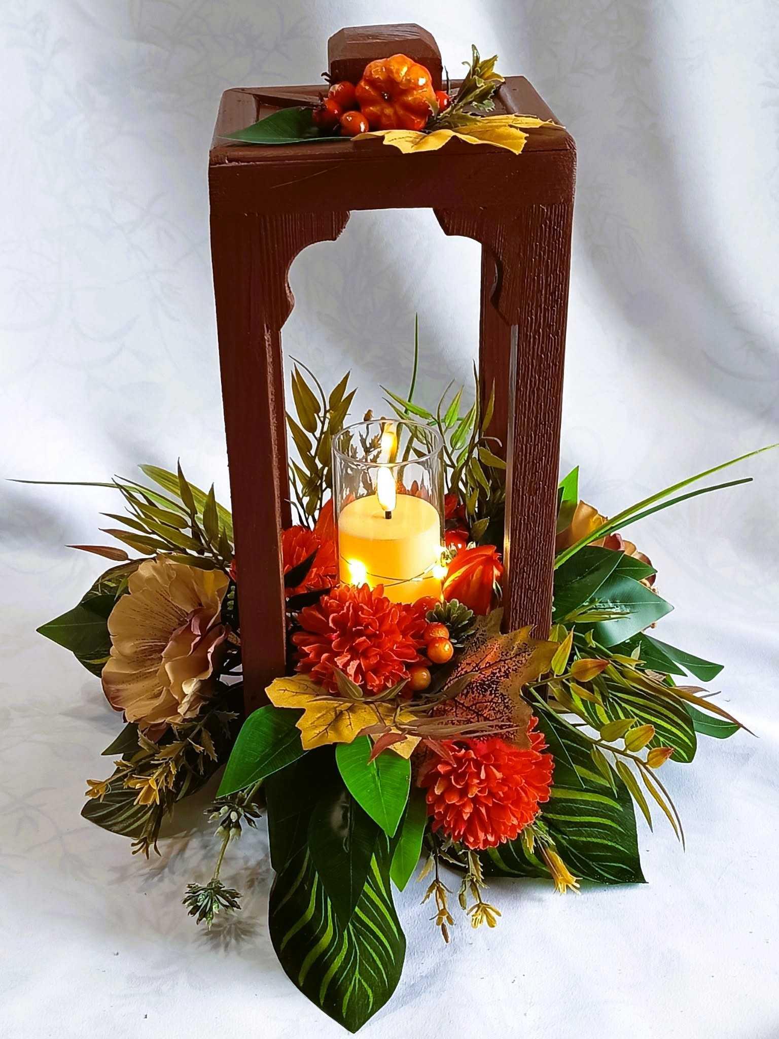 Jesienna Latarnia ze Światłem / Light-Up Autumn Lantern #LAT014 7