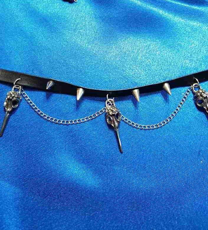 Choker w stylu gotyckim z czaszkami i ćwiekami #0030 5