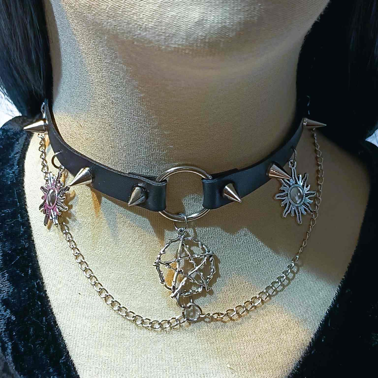 Gotycki choker z pentagramem / Gothic pentagram choker #0031 2