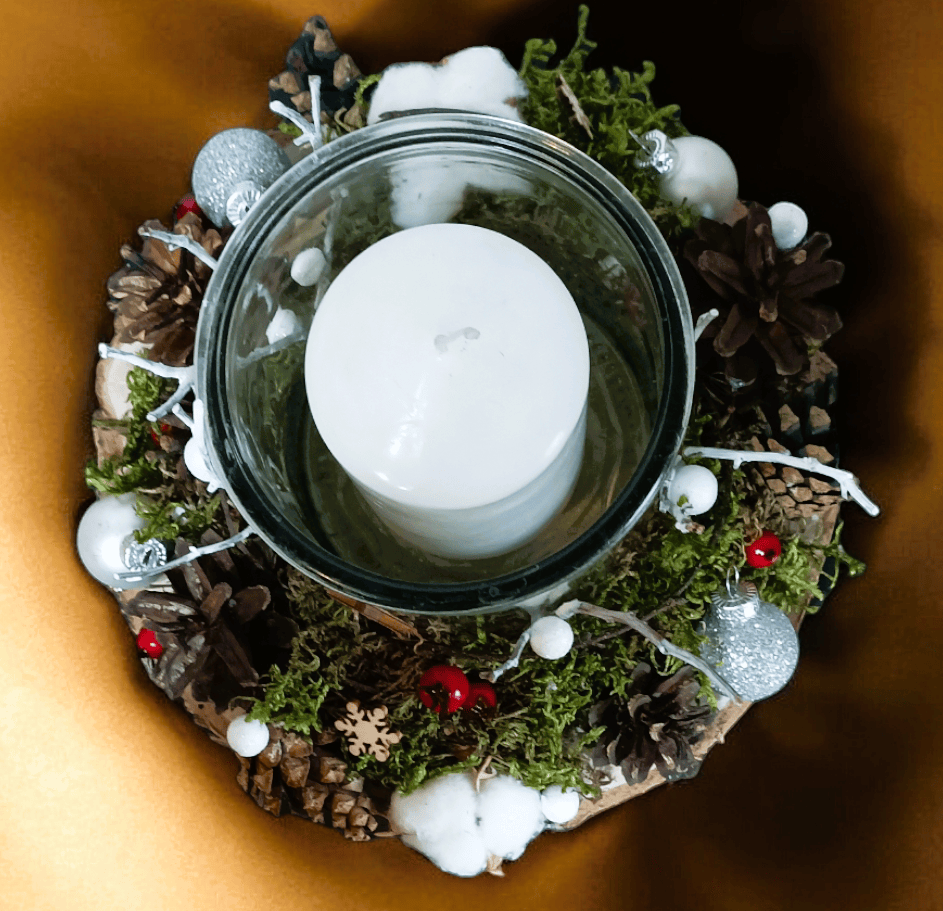 Świeca w szkle na plastrze brzozy. 7