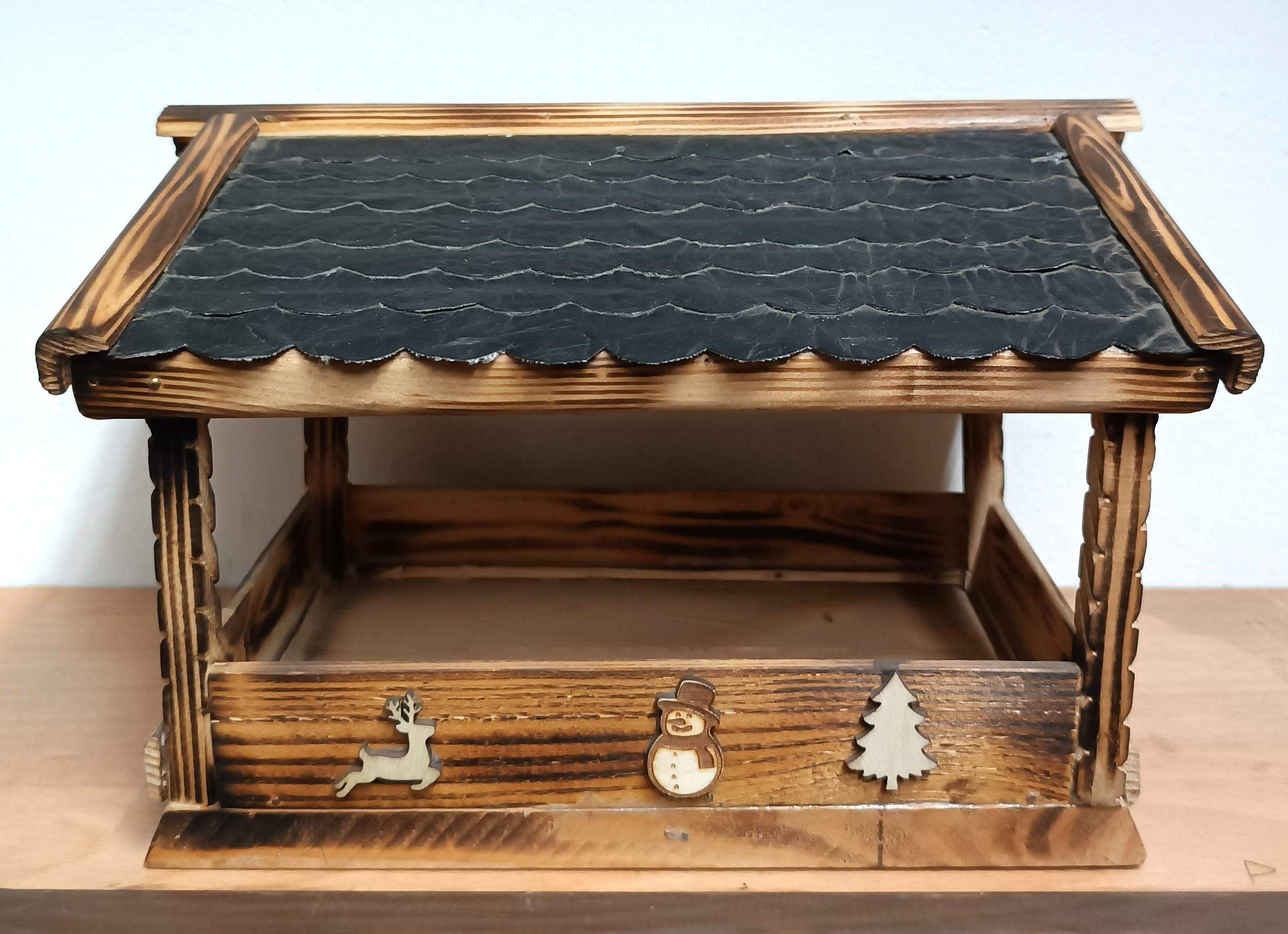 Drewniany, ręcznie wykonany karmnik dla ptaków / Handmade wooden bird feeder #RZD002 0