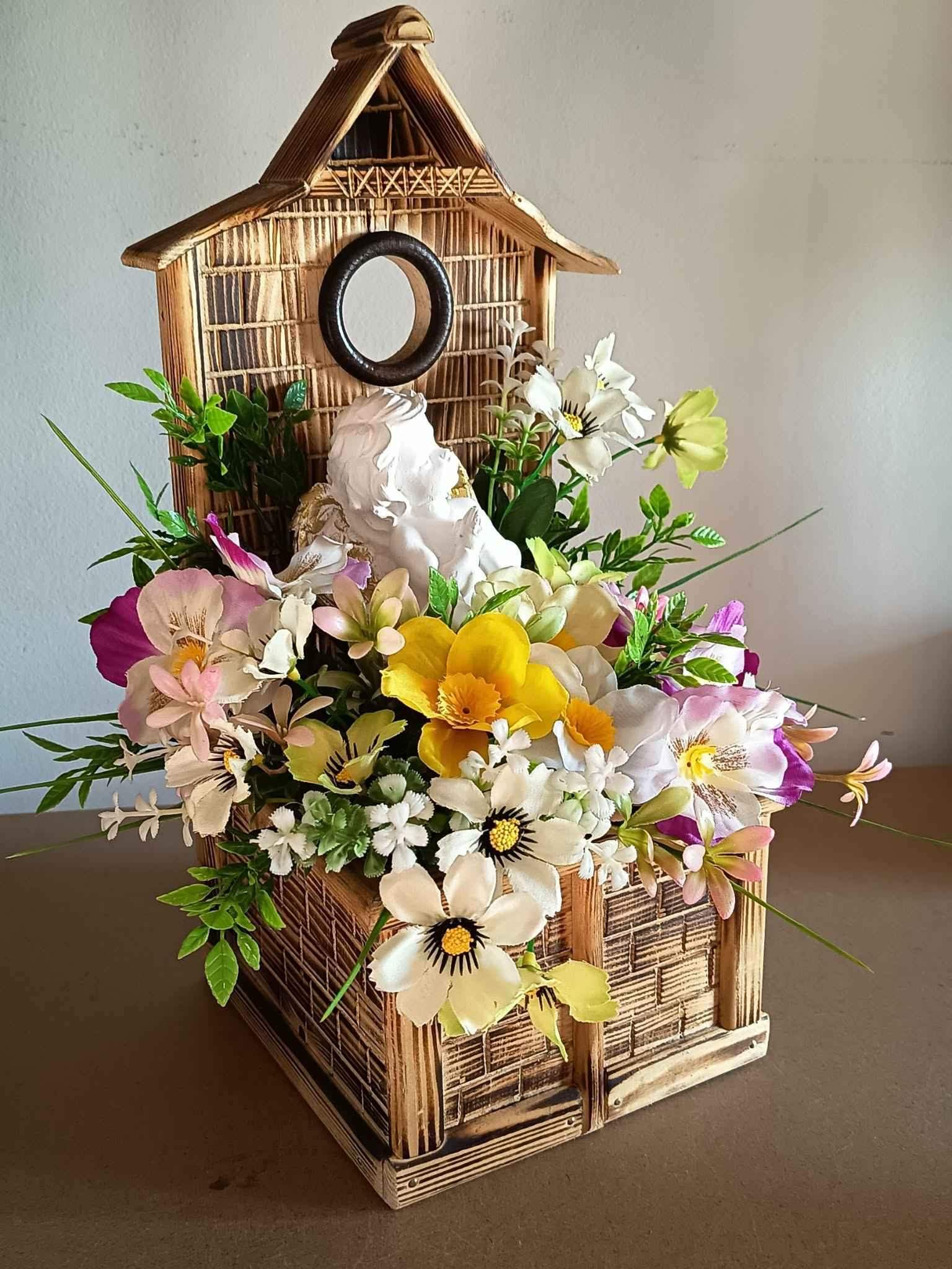 Wiosenna dekoracja z aniołkiem #KNG009 3