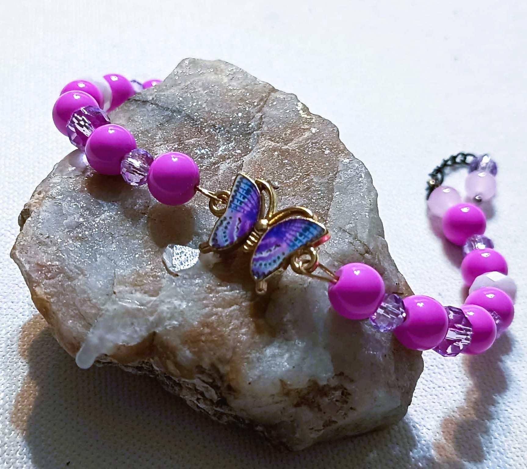 Bransoletka Liliowy Motyl / Lilac Butterfly Bracelet BRH#038 0