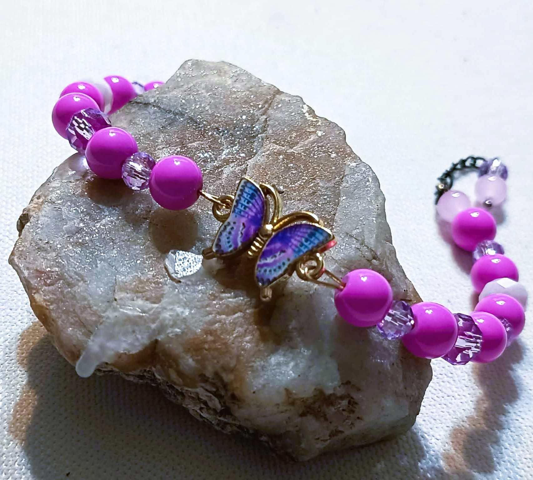 Bransoletka Liliowy Motyl / Lilac Butterfly Bracelet BRH#038 5